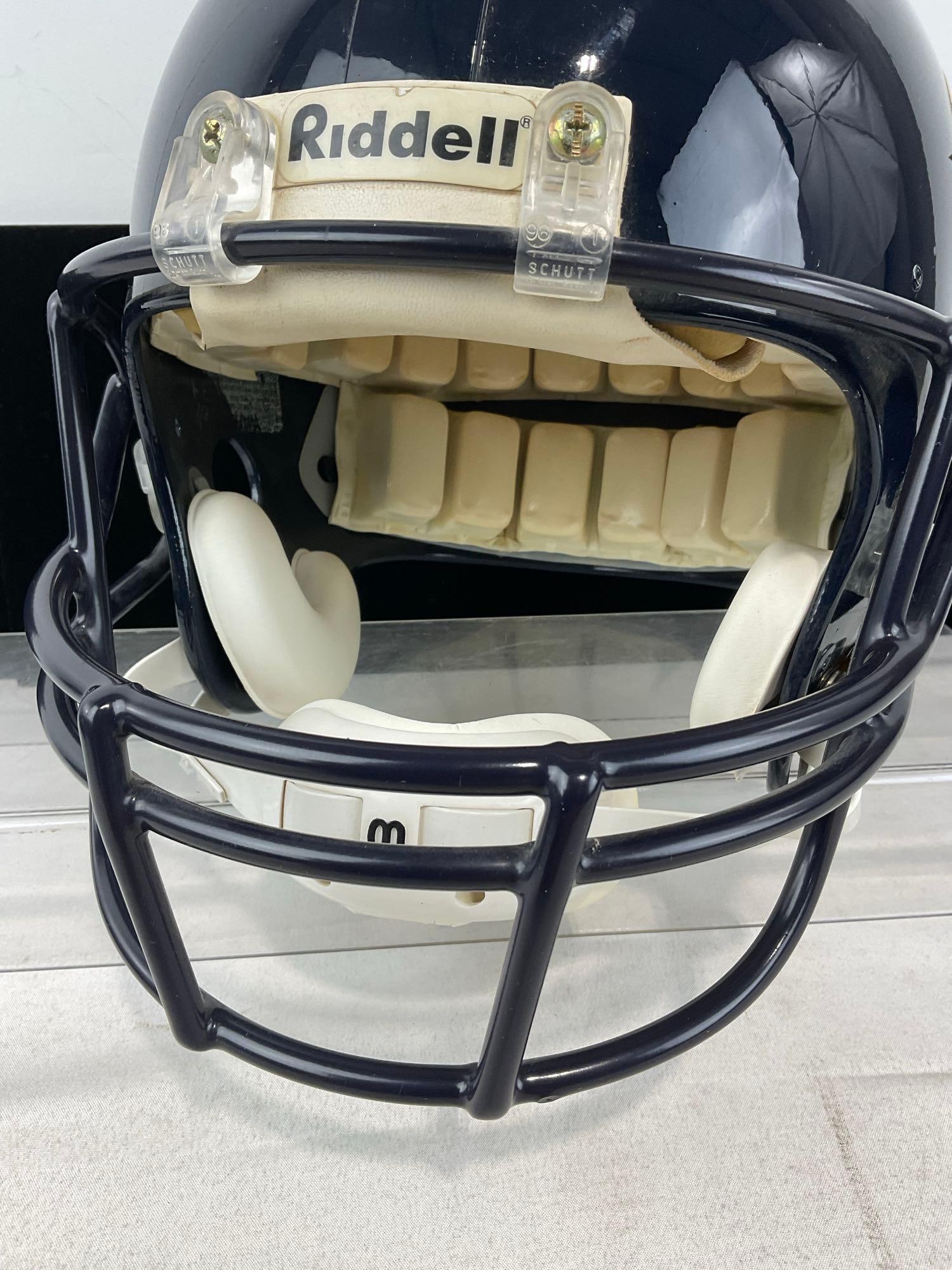 Vintage Authentic Chicago Bears Riddell Football Helmet, Navy Blue w/Orange C, 11x12x10 - 2