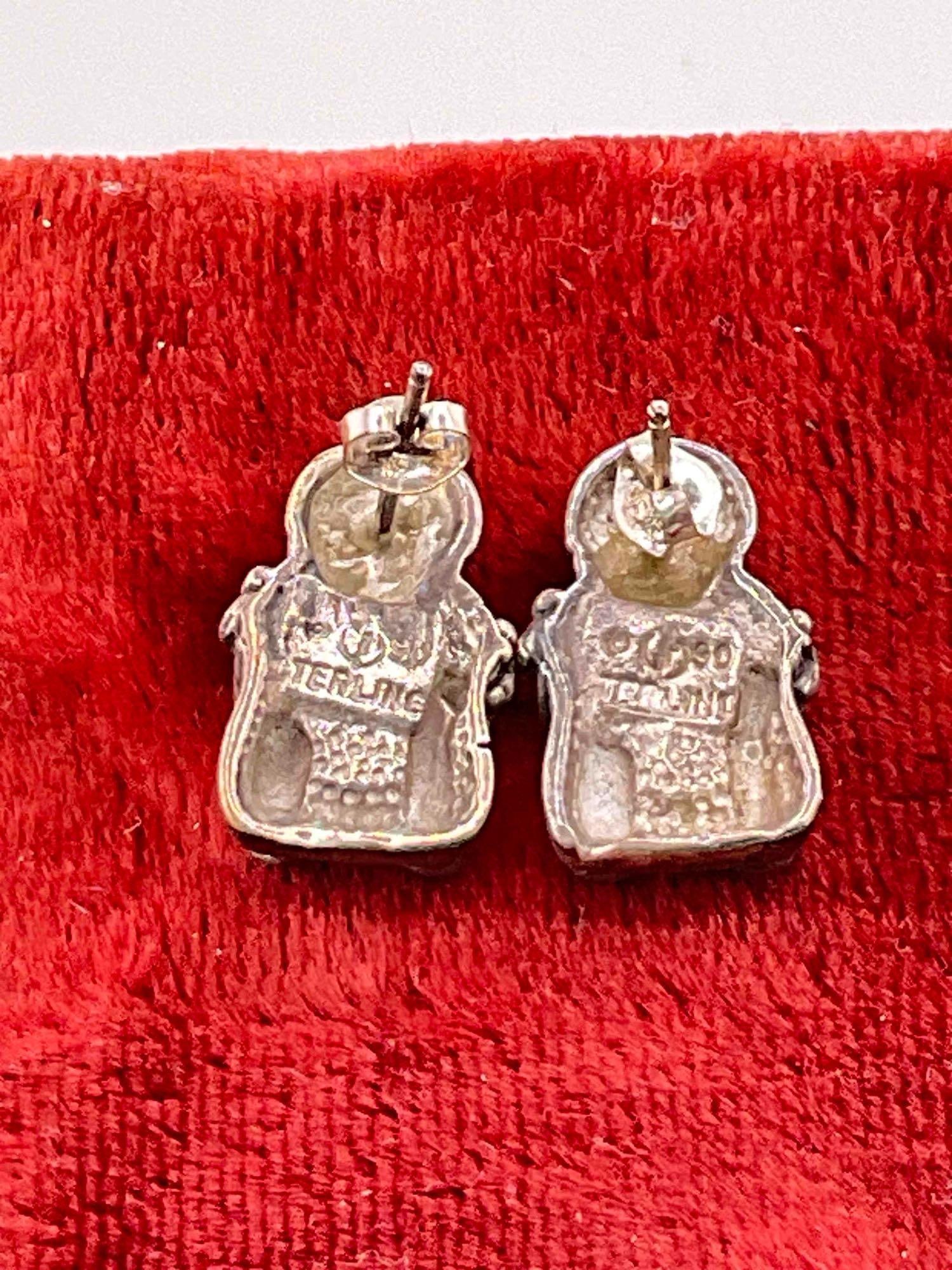 Vintage Sterling Silver Carol Felley Post Earrings w/ Storyteller Design. See pics. - 2