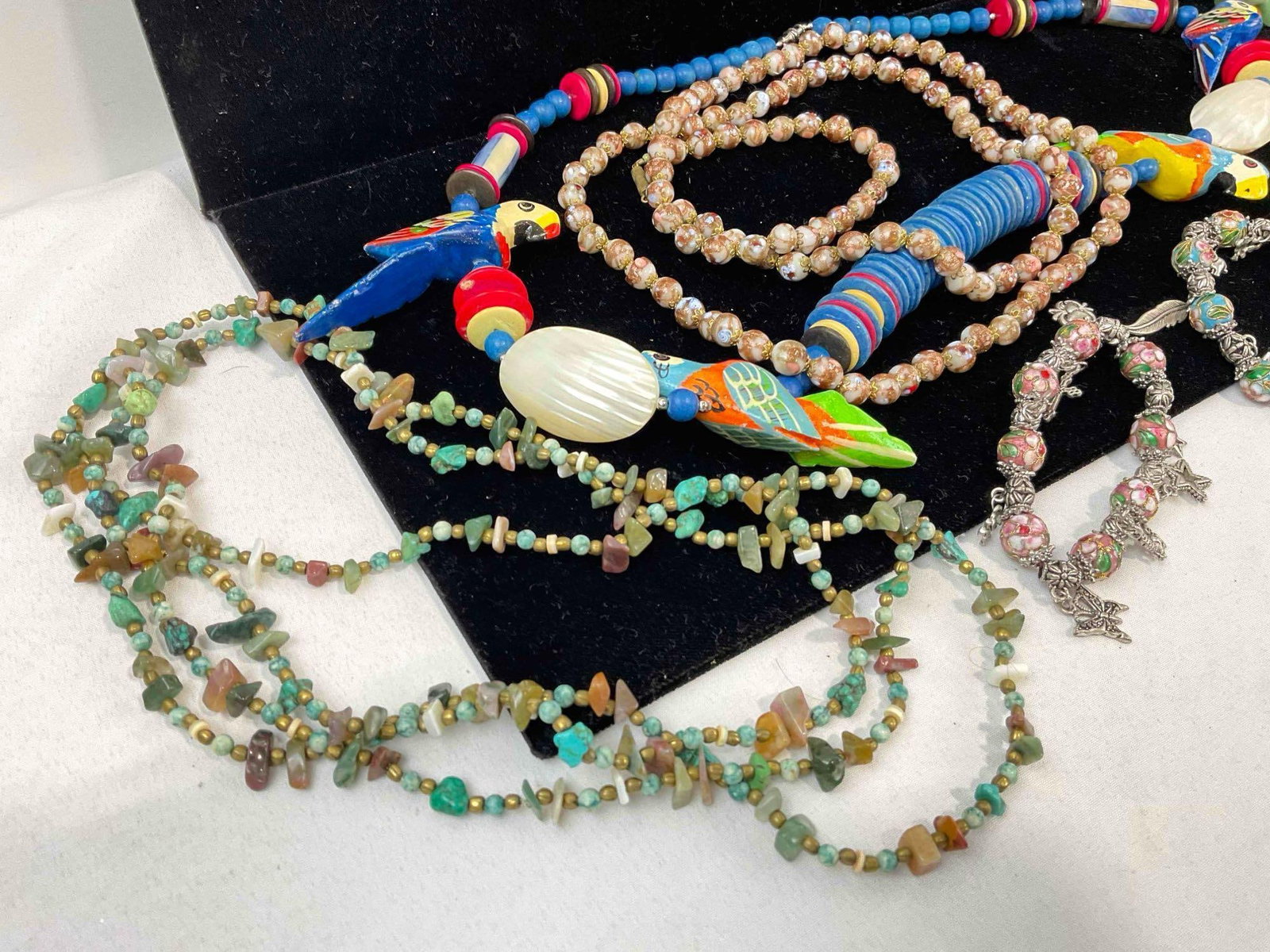 15 pcs Vintage Jewelry Assortment, incl. Cloisonne Glass, Semi Precious Gemstones & More! - 2
