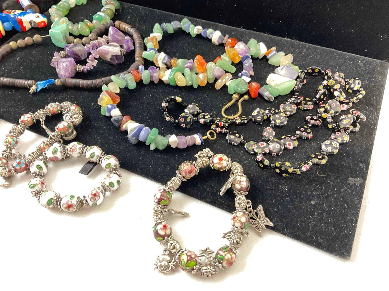 15 pcs Vintage Jewelry Assortment, incl. Cloisonne Glass, Semi Precious Gemstones & More! - 5