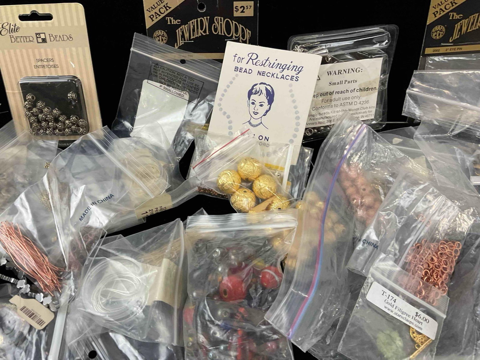 Large Uncounted Assortment of Jewelry Making Supplies, incl. Beads, Findings & More! See pics. - 2