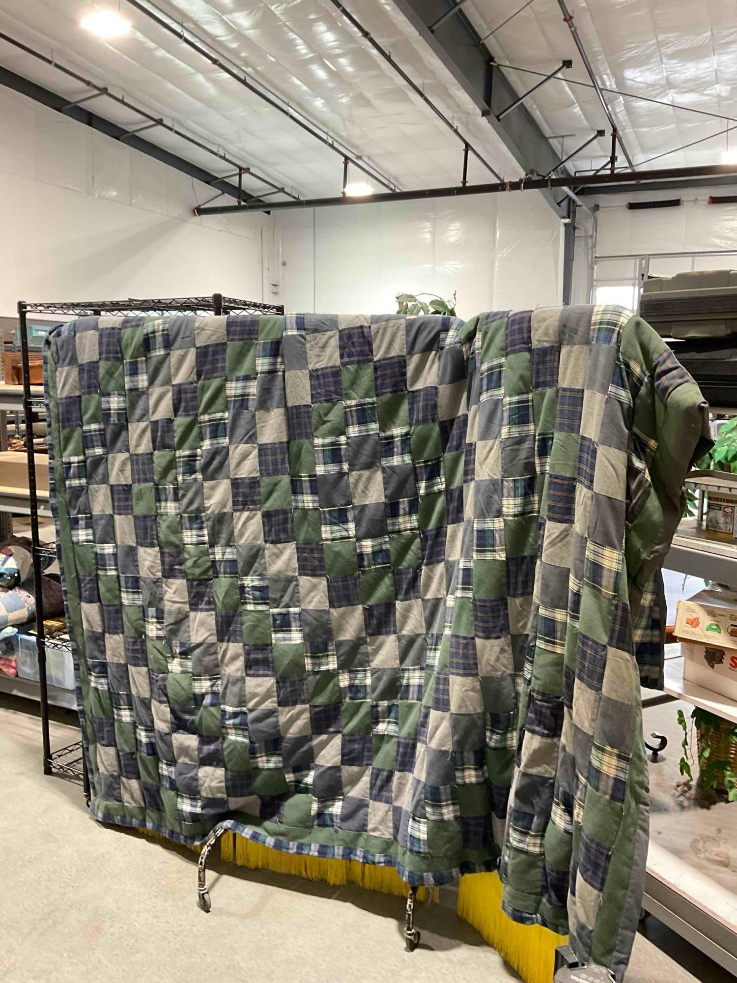 Vintage Patchwork Plaid Hand? Quilted Blanket Bedspread. Measures 95" x 85" See pics. - 2