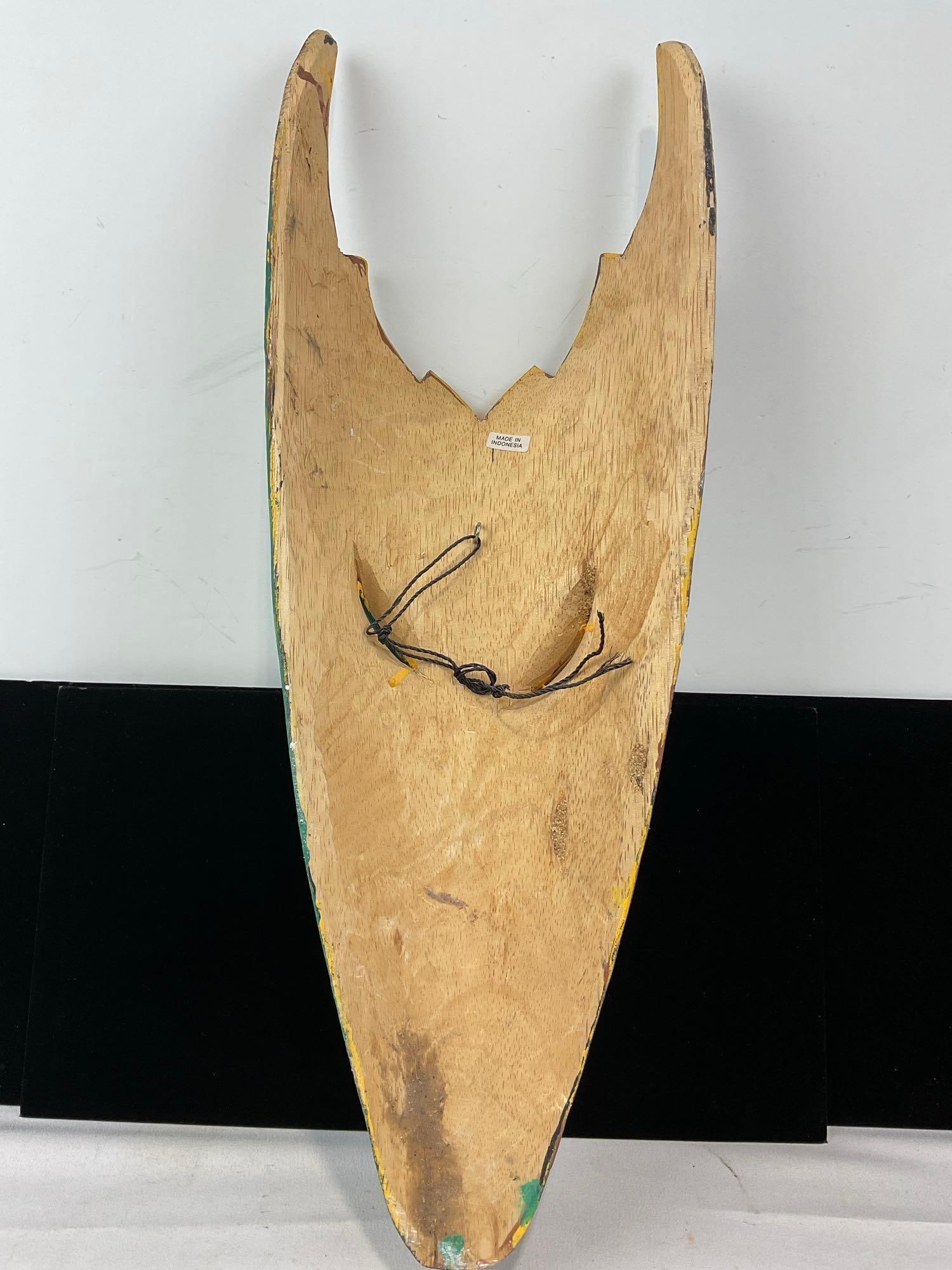 Hand Carved & Brightly Painted mask, Indonesian Style, Thin and Long, 20x8x5 inches - 4