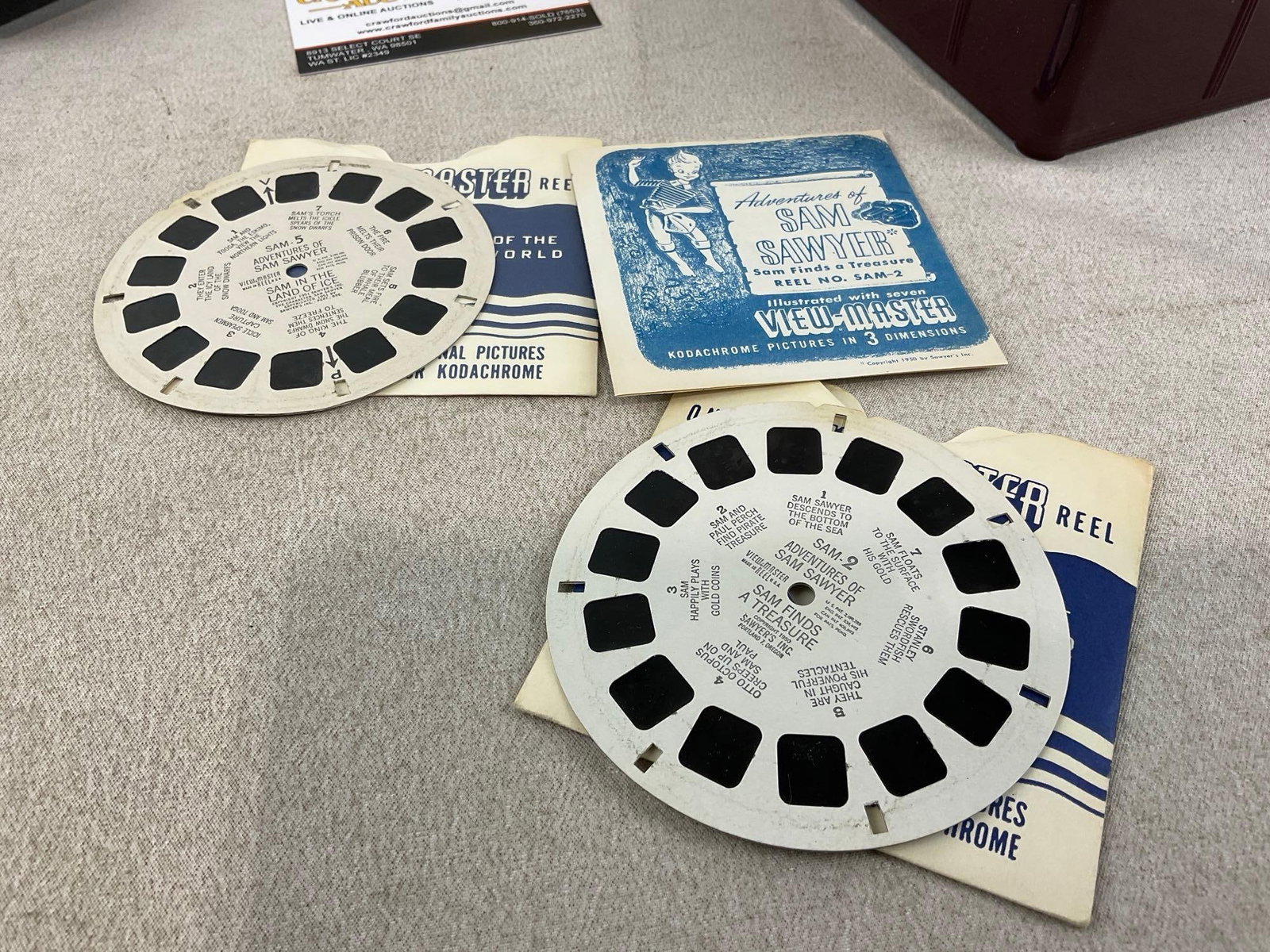 1940s-50s Sawyers View-Master Model-C Bakelite w/Light Attachment in boxes, w/selection of slides - 7