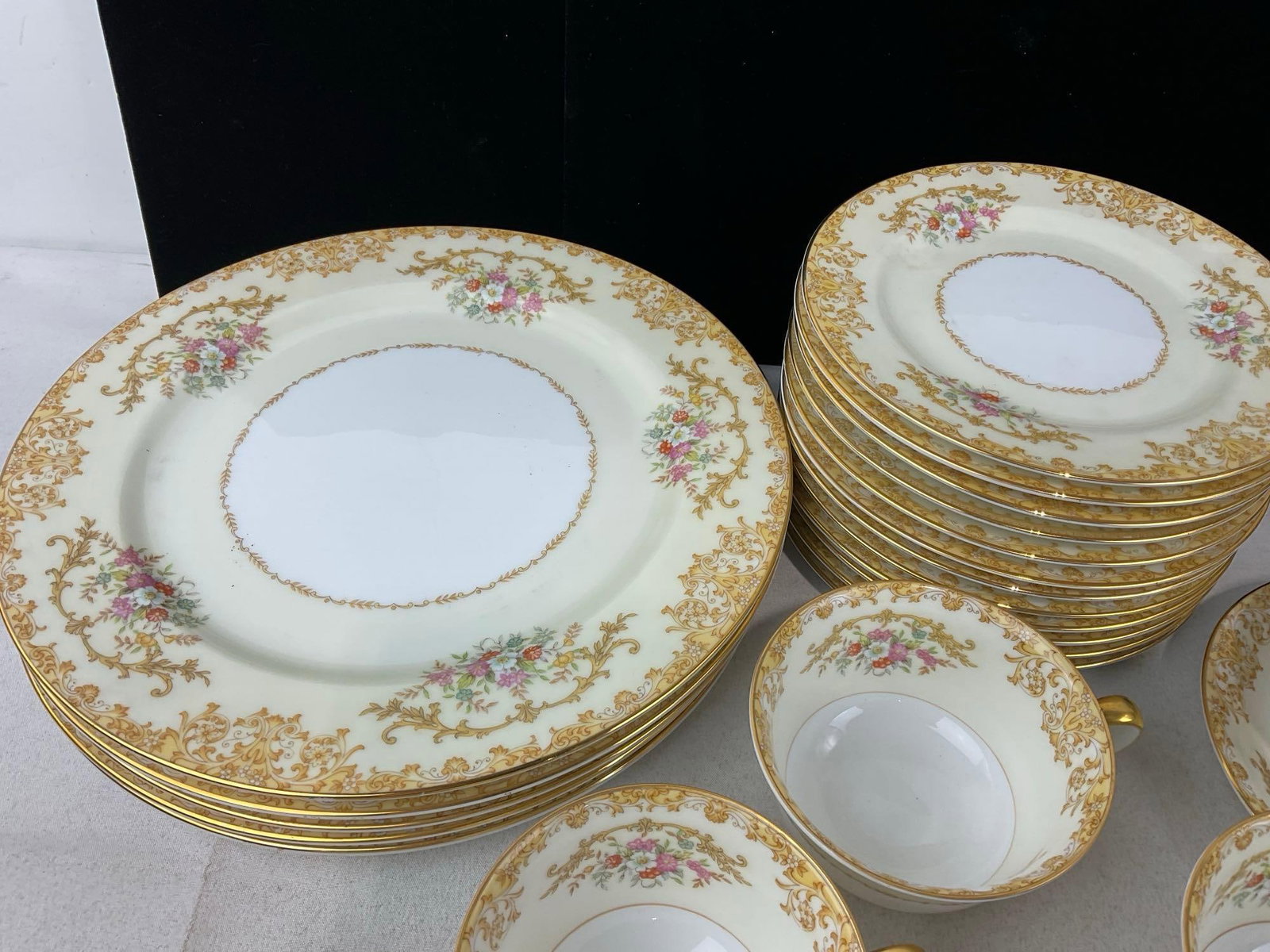 Vintage Noritake Nanarosa #N329 Pattern China, Scroll Rim w/Floral Sprays, approx 38 pieces - 2