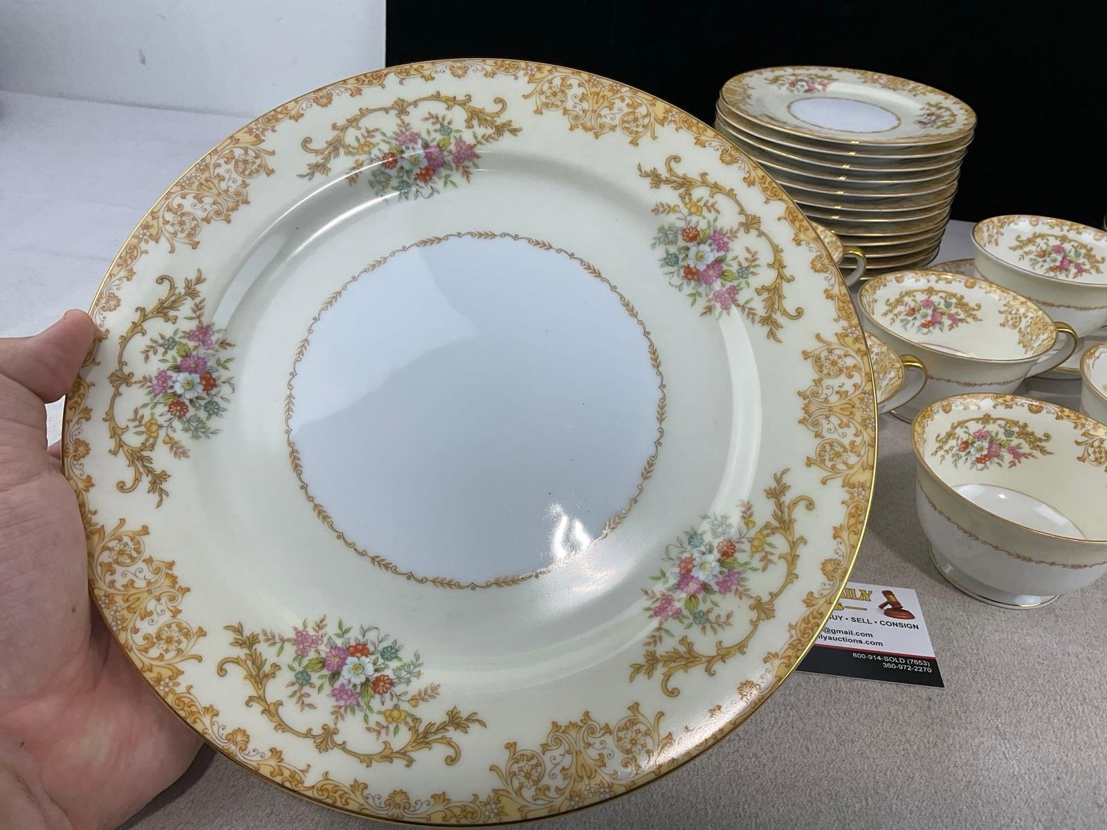 Vintage Noritake Nanarosa #N329 Pattern China, Scroll Rim w/Floral Sprays, approx 38 pieces - 4