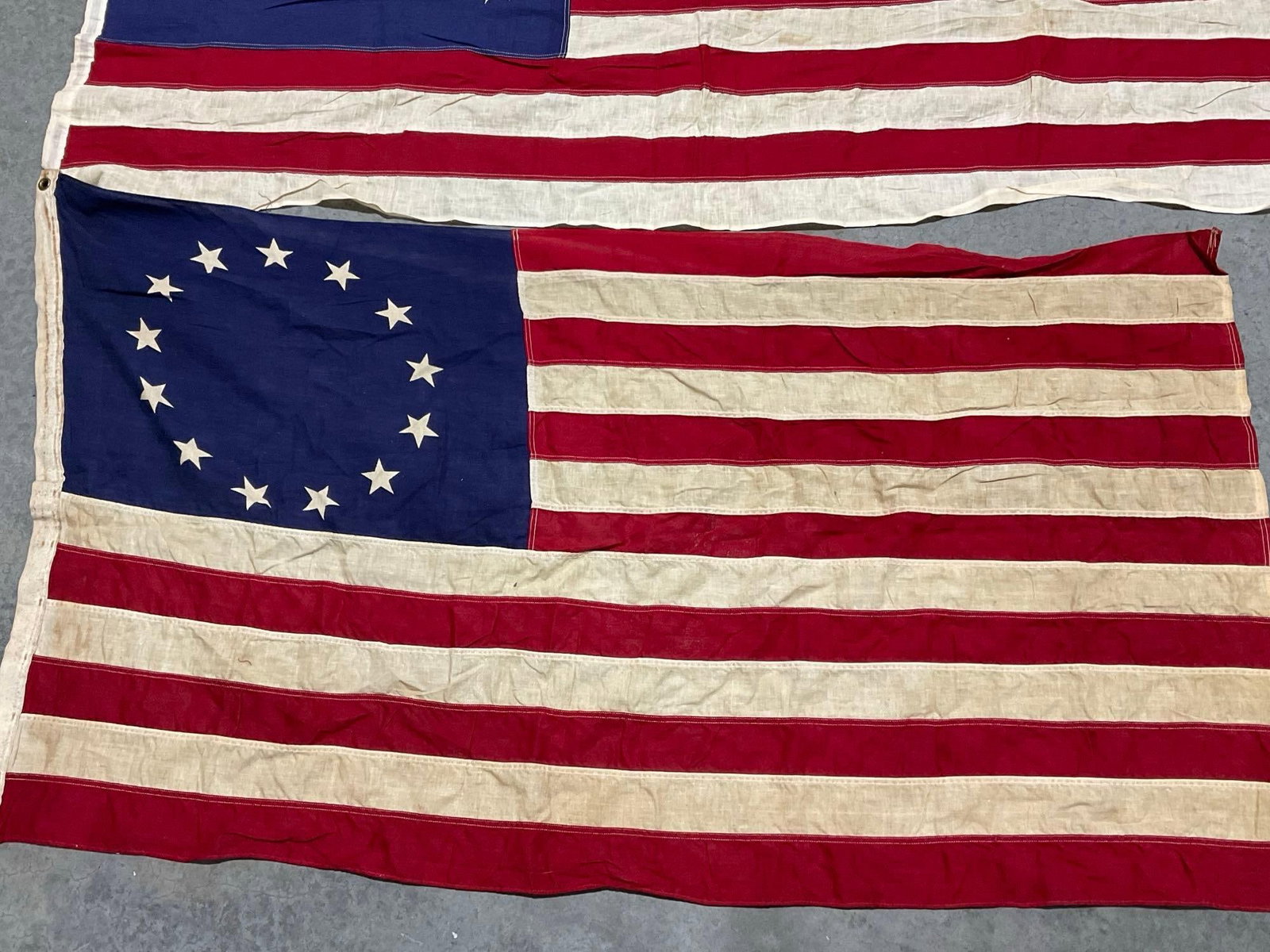 Set of 3 Vintage Flags, 1 standard 50 star, Bennington 76 Flag & Betsy Ross flag - 2