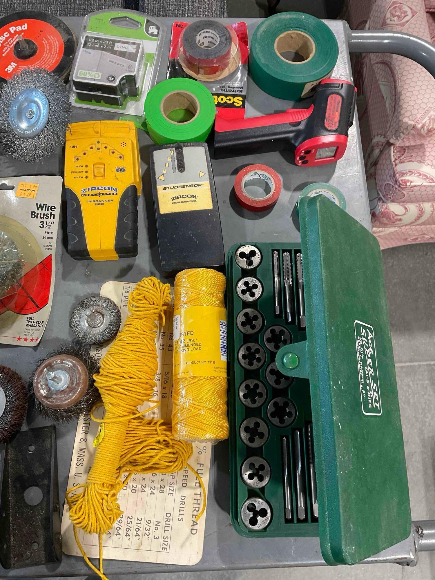 25+ pcs Hand Tools & Supplies, incl. Ace Super Set of Taps & Dies, Brookstone Ruler & More! - 4