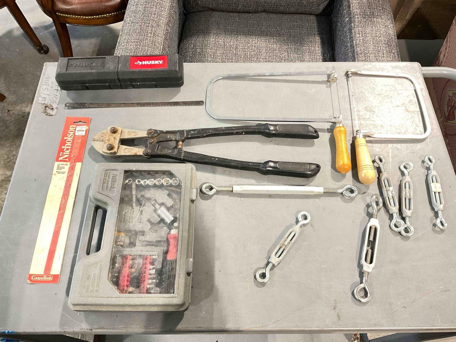 13 pcs Hand Tools & Supplies Assortment, incl. Coping Saws, Turn Buckles, 18" Bolt Cutters. (1 of 6)