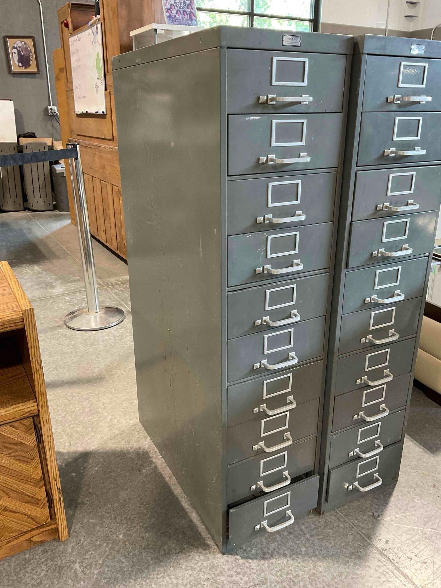 Vintage GF General Fireproofing Co. 10 Drawer Gray Metal Card Filing Cabinet. Fair Condition. - 2