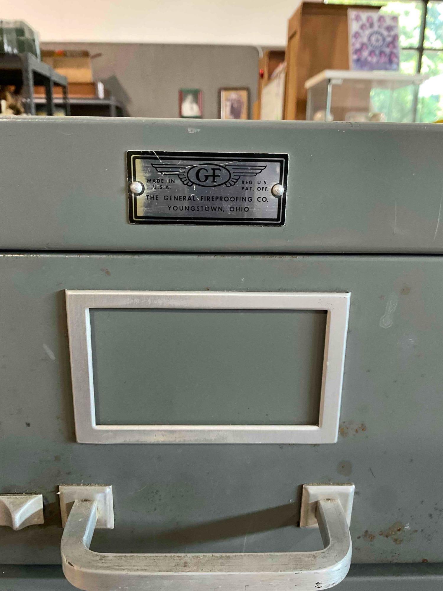 Vintage GF General Fireproofing Co. 10 Drawer Gray Metal Card Filing Cabinet. Fair Condition. - 3