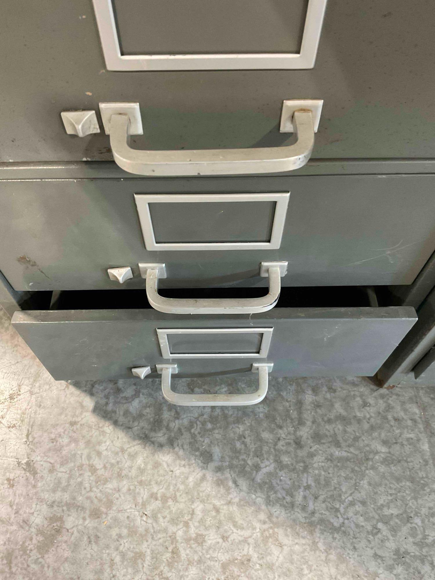Vintage GF General Fireproofing Co. 10 Drawer Gray Metal Card Filing Cabinet. Fair Condition. - 5