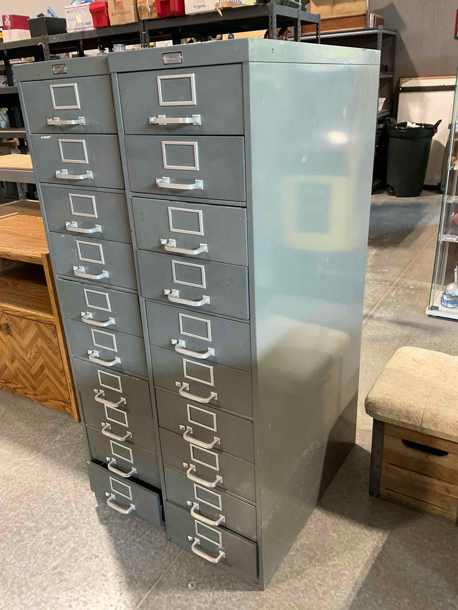 Vintage GF General Fireproofing Co. 10 Drawer Gray Metal Card Filing Cabinet. Good Condition. - 2