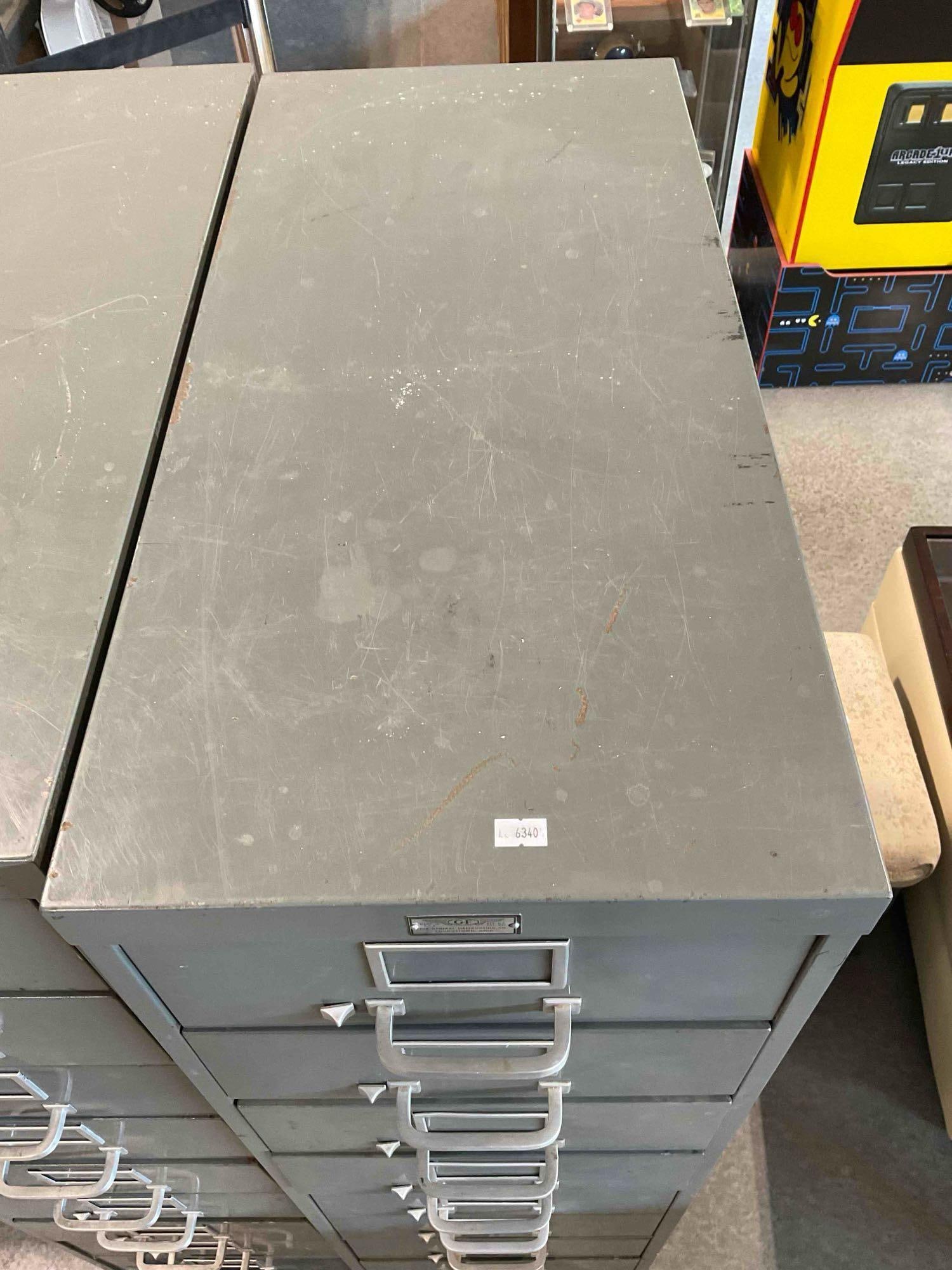 Vintage GF General Fireproofing Co. 10 Drawer Gray Metal Card Filing Cabinet. Good Condition. - 3