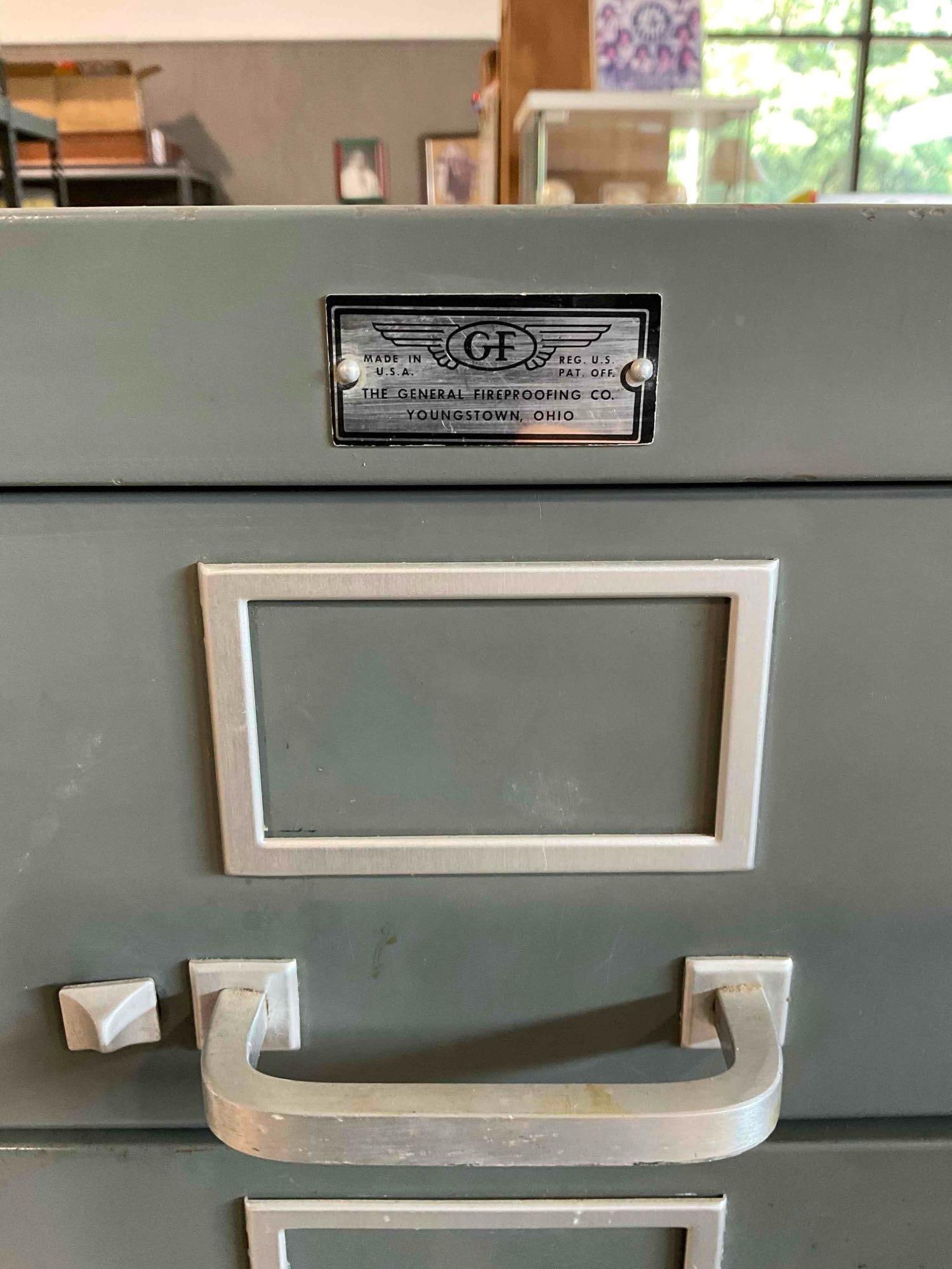 Vintage GF General Fireproofing Co. 10 Drawer Gray Metal Card Filing Cabinet. Good Condition. - 4