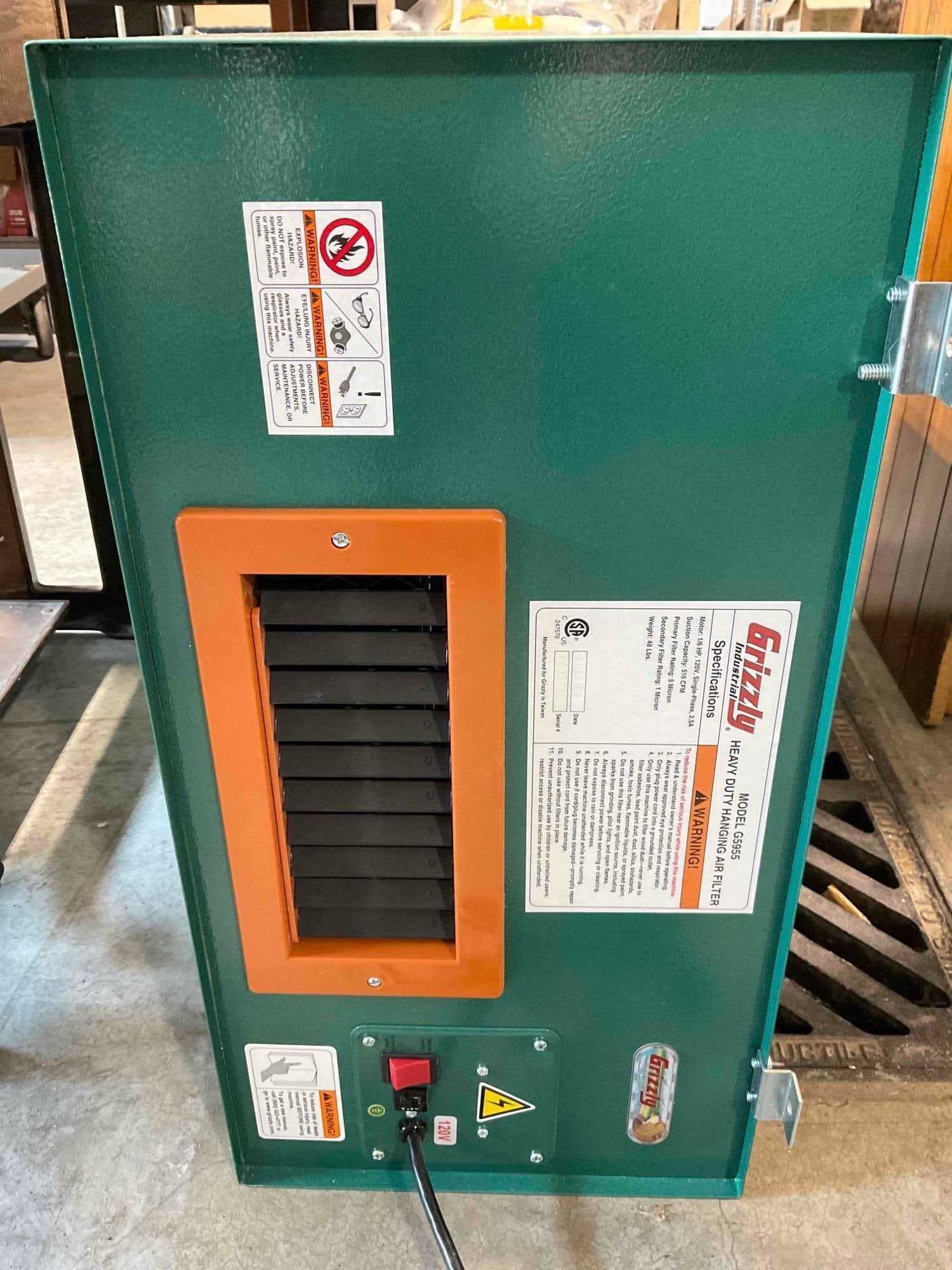Grizzly Industrial Model G5955 Heavy Duty Hanging Air Filter. Tested, Works. Good Condition. - 4