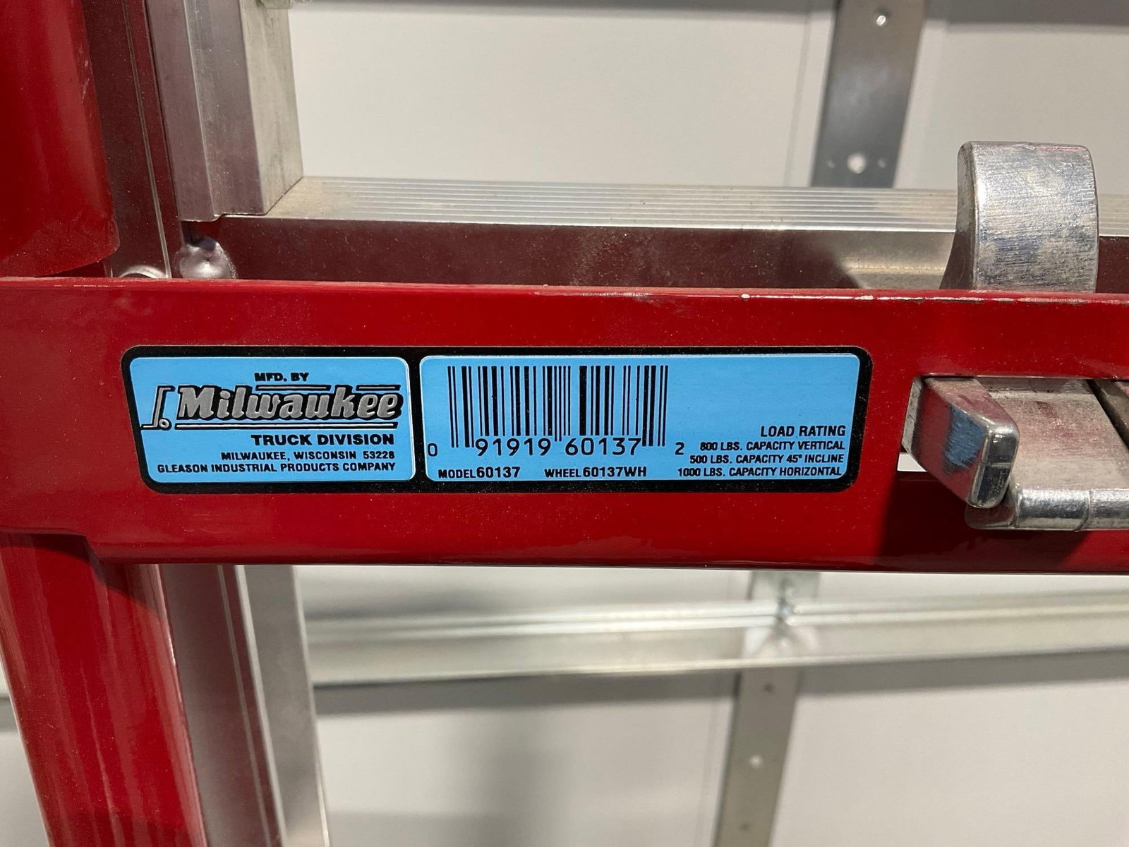 Milwaukee model 60137 1000 lbs Hand Truck Cart, approx 52 inches tall, convertible 4 wheel - 5