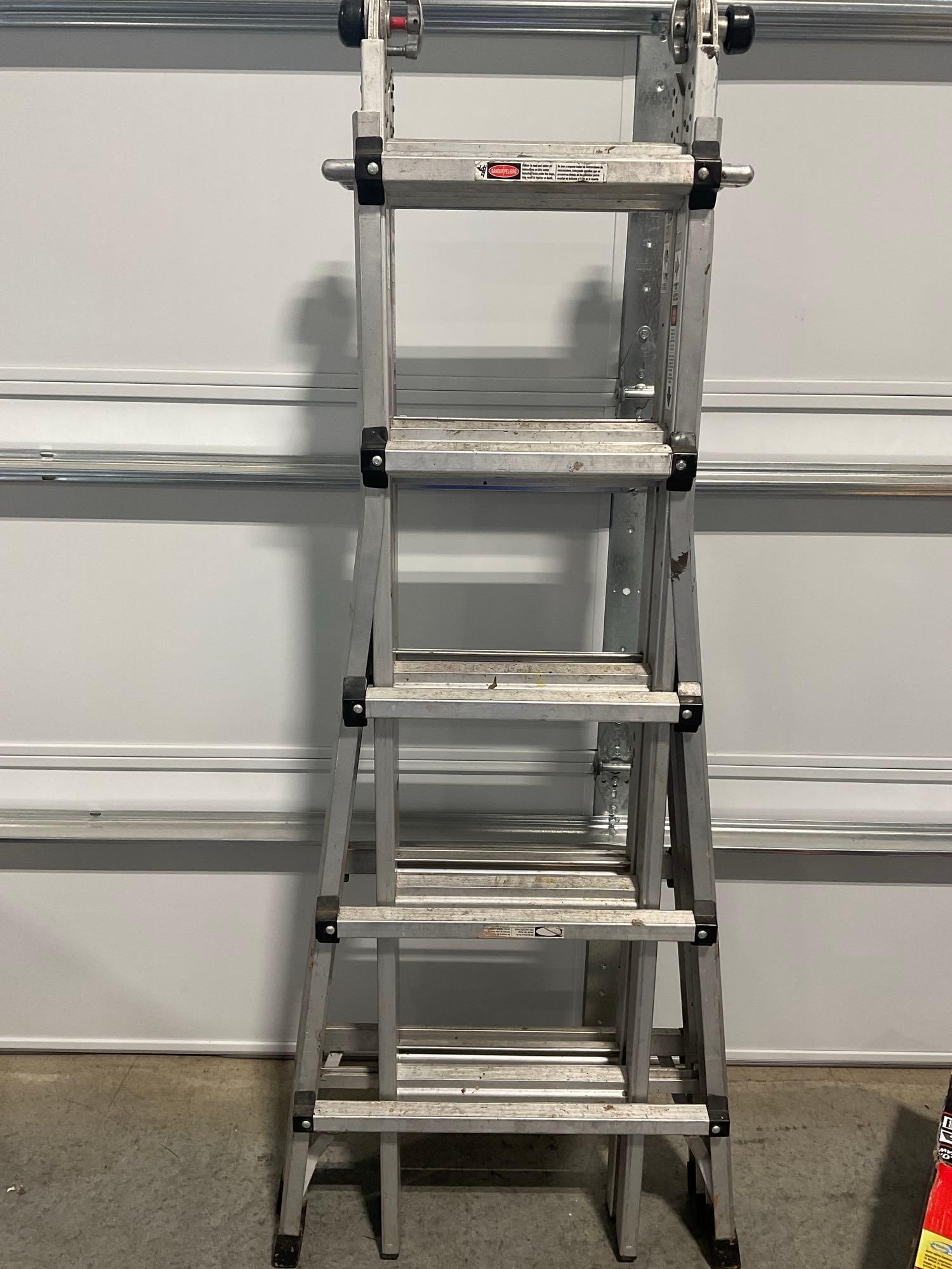 Gorilla Ladders AL-22, Step & Extension Adjustable Ladder, 68x28x9 inches