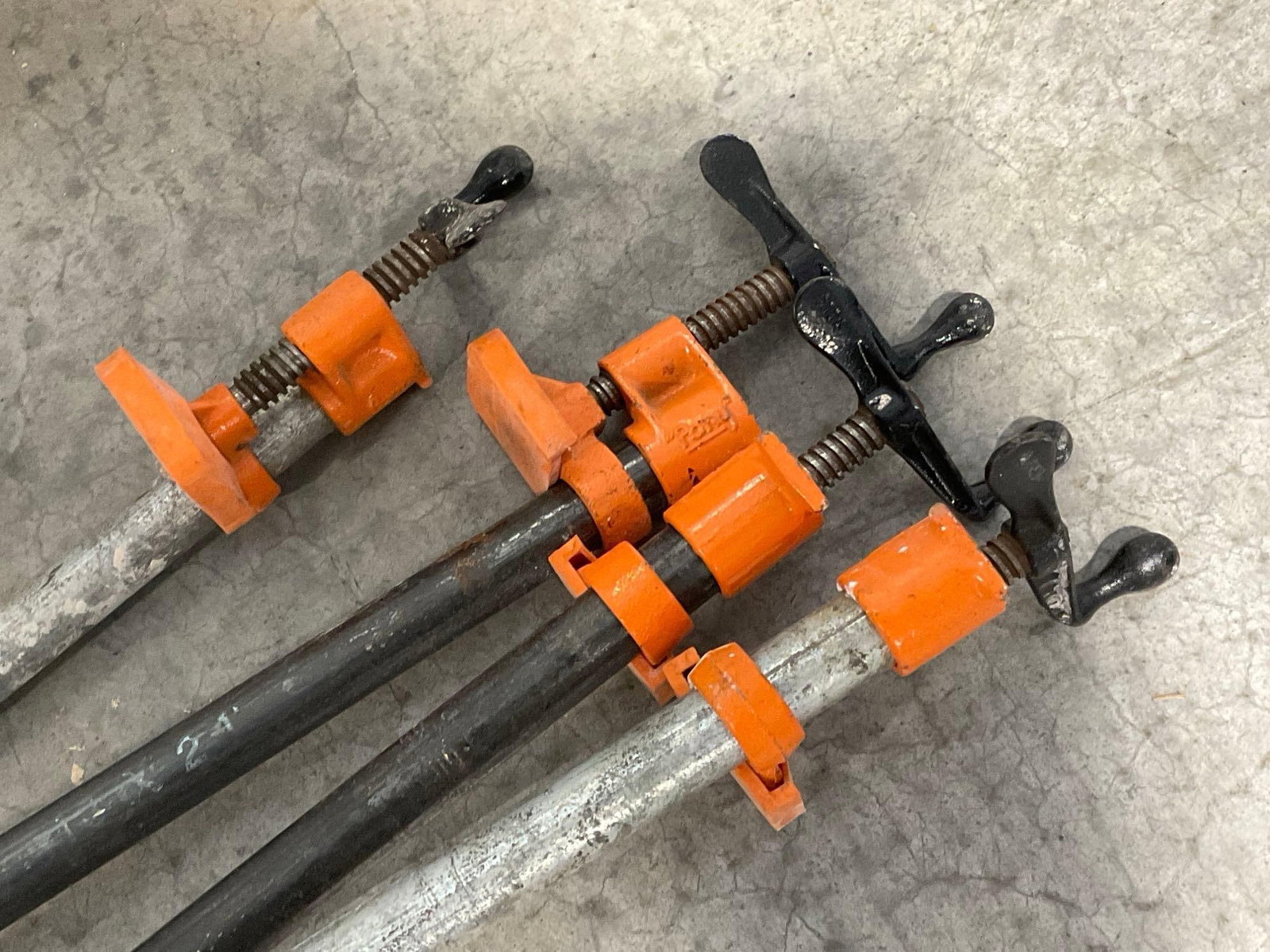 4 Pony Pipe Clamps w/Cast Iron Fixtures, Steel Pipes, 64h x 9w x 9d inches - 3