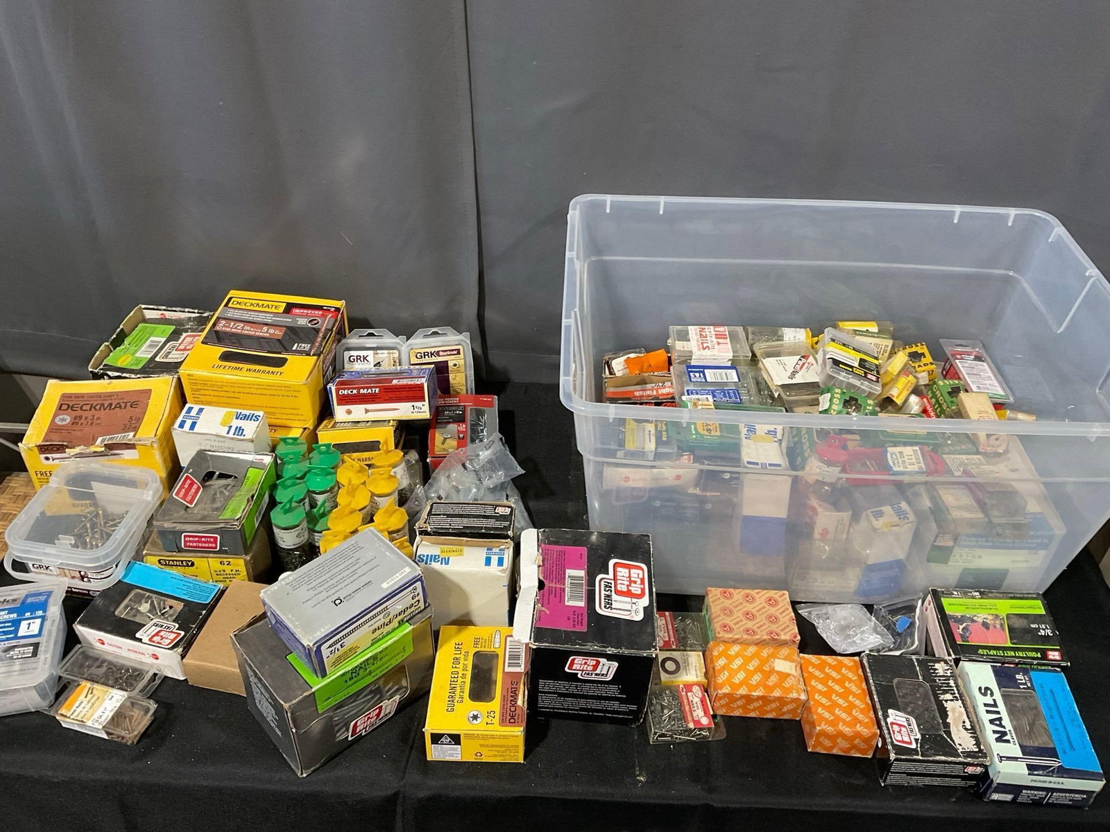 Large Selection of Fasteners, Screws, Nails, Staples, & more, whole tub full of containers