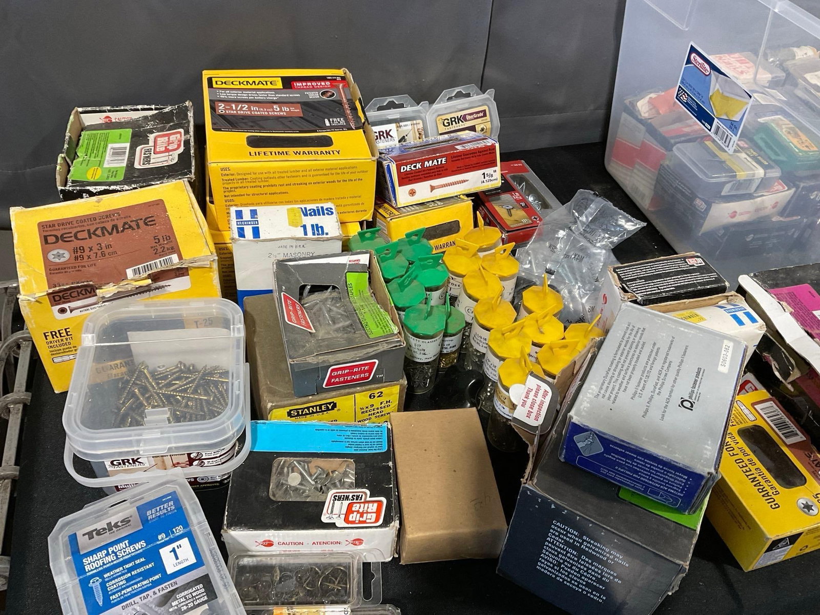 Large Selection of Fasteners, Screws, Nails, Staples, & more, whole tub full of containers - 2