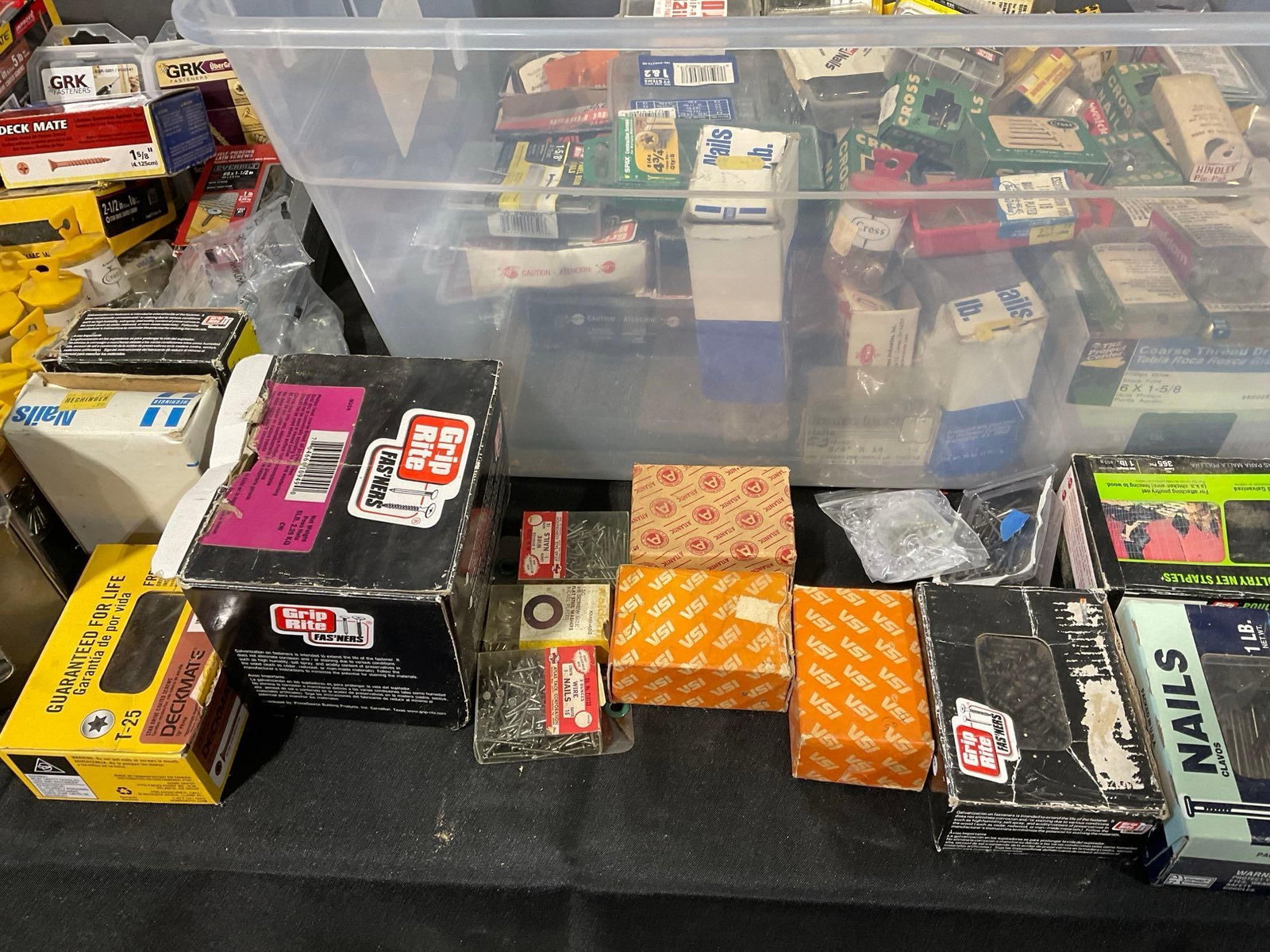 Large Selection of Fasteners, Screws, Nails, Staples, & more, whole tub full of containers - 3