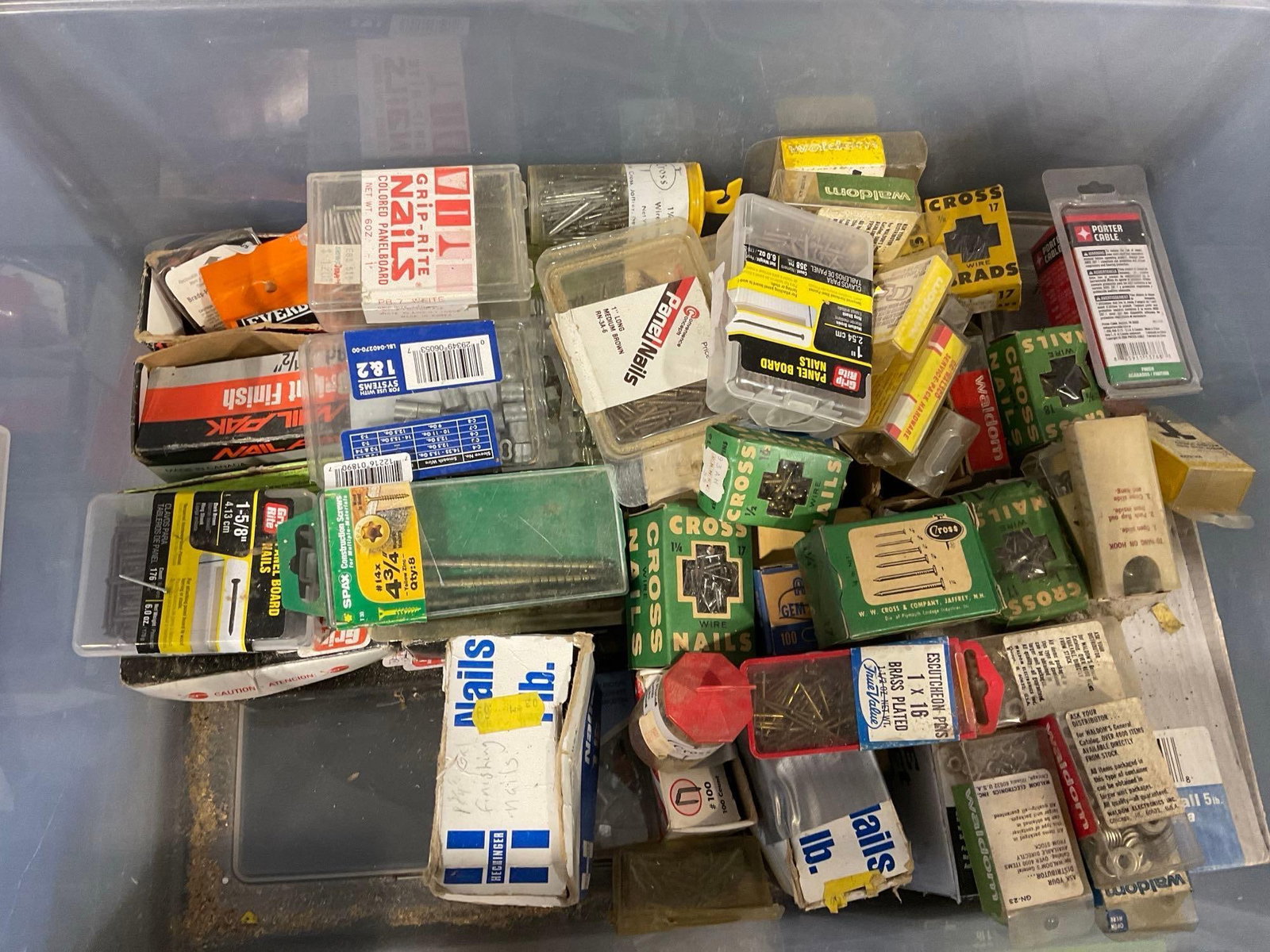 Large Selection of Fasteners, Screws, Nails, Staples, & more, whole tub full of containers - 4