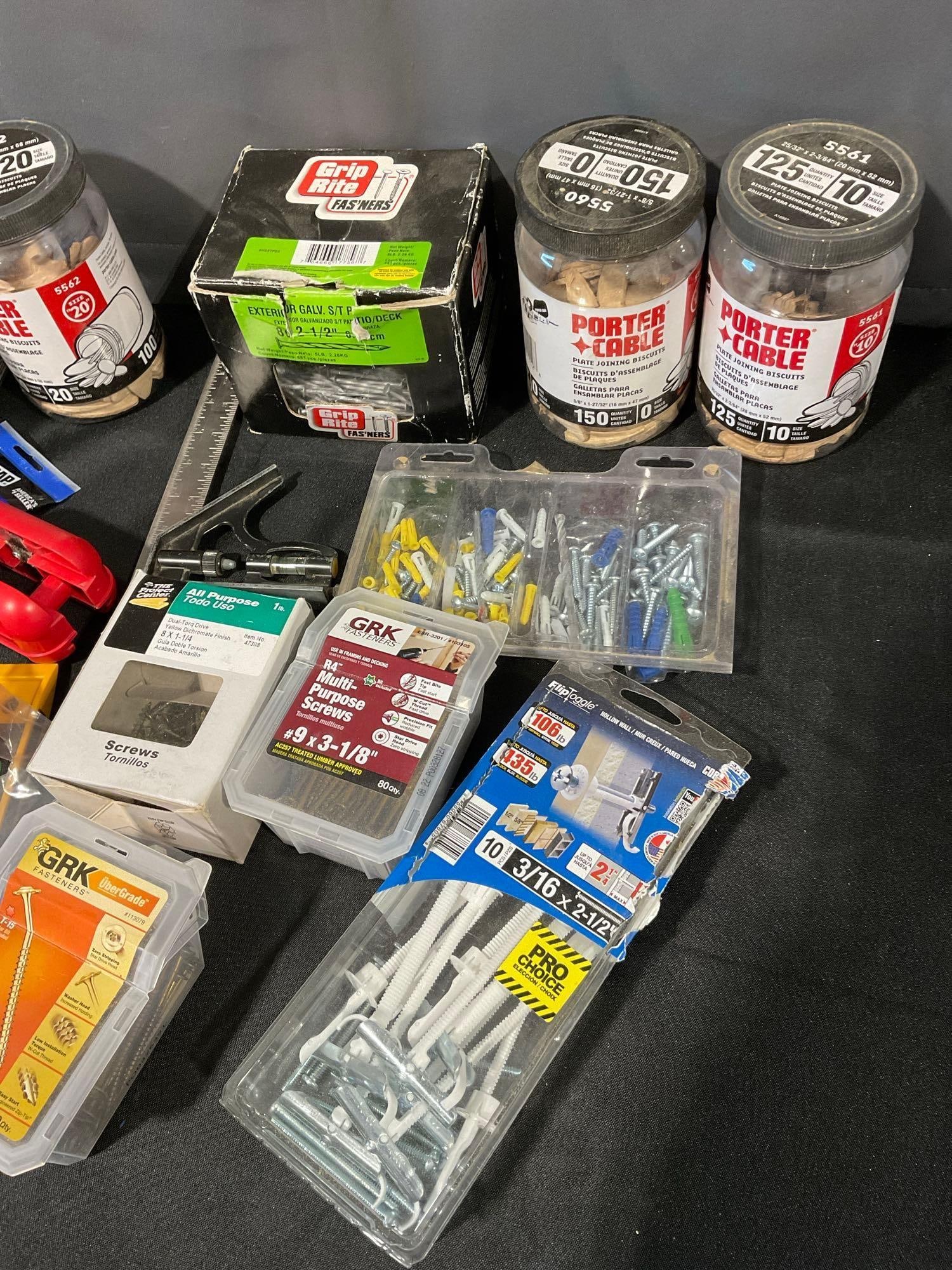 Variety of Tools, Hammers, Squares, Tapes, Jointing Biscuits, Saw & more - 4