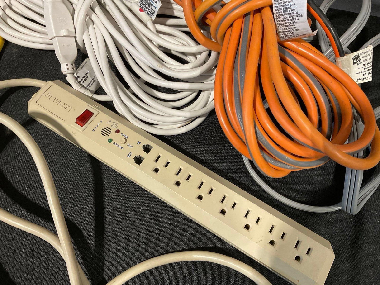 Collection of 5 Extension Cords, Work Light, Surge Protector, Splitter & more - 2