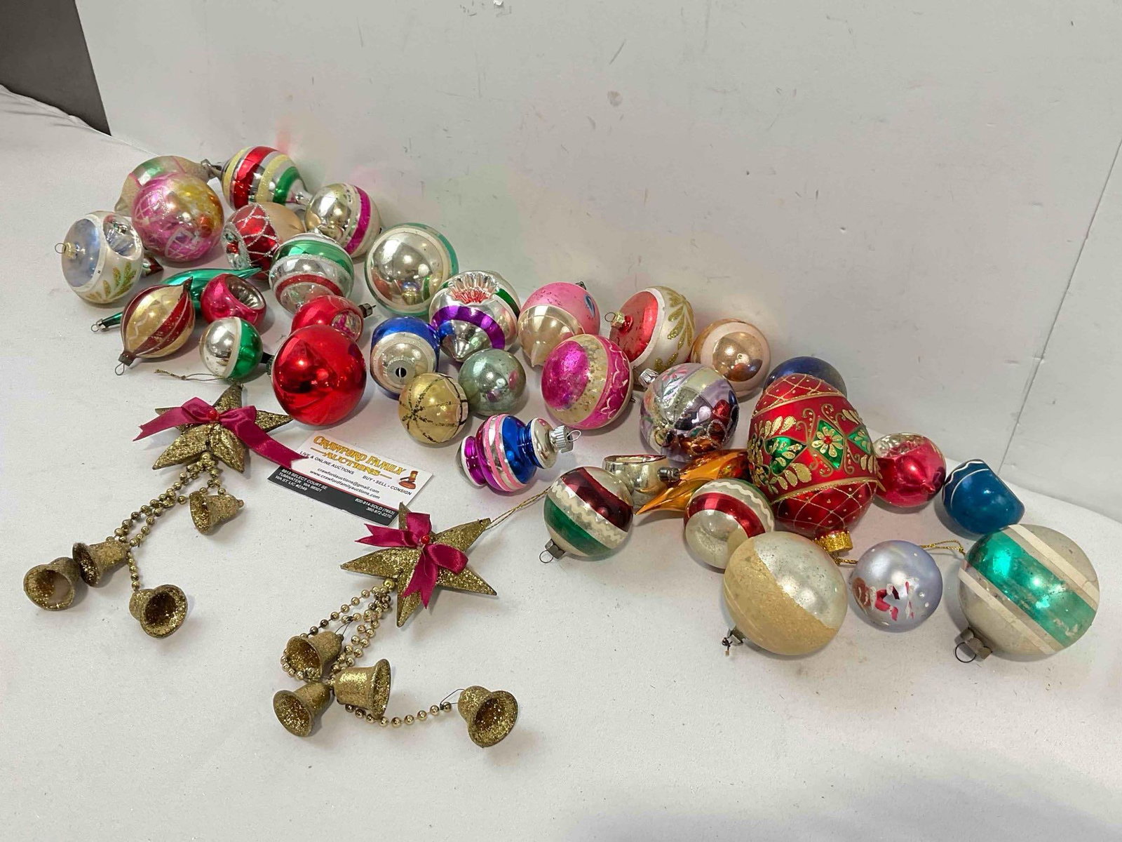 34 pcs Vintage Colorful Glass & Composite Christmas Tree Ornaments. Fair Condition. See pics. - 2