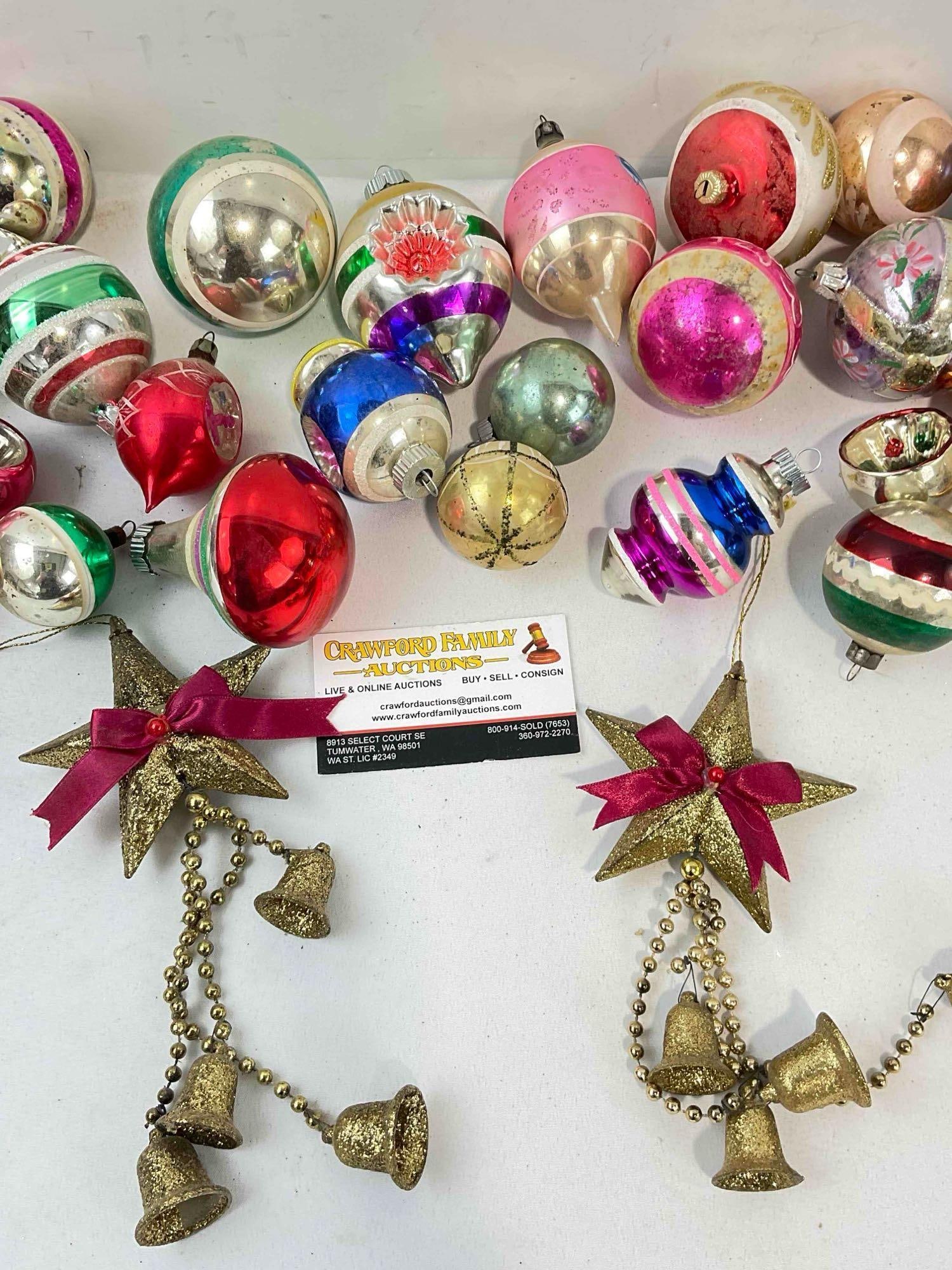 34 pcs Vintage Colorful Glass & Composite Christmas Tree Ornaments. Fair Condition. See pics. - 4