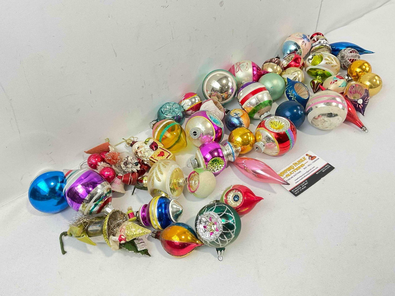 38 pcs Vintage Colorful Glass & Composite Christmas Tree Ornaments. Fair Condition. See pics. - 2