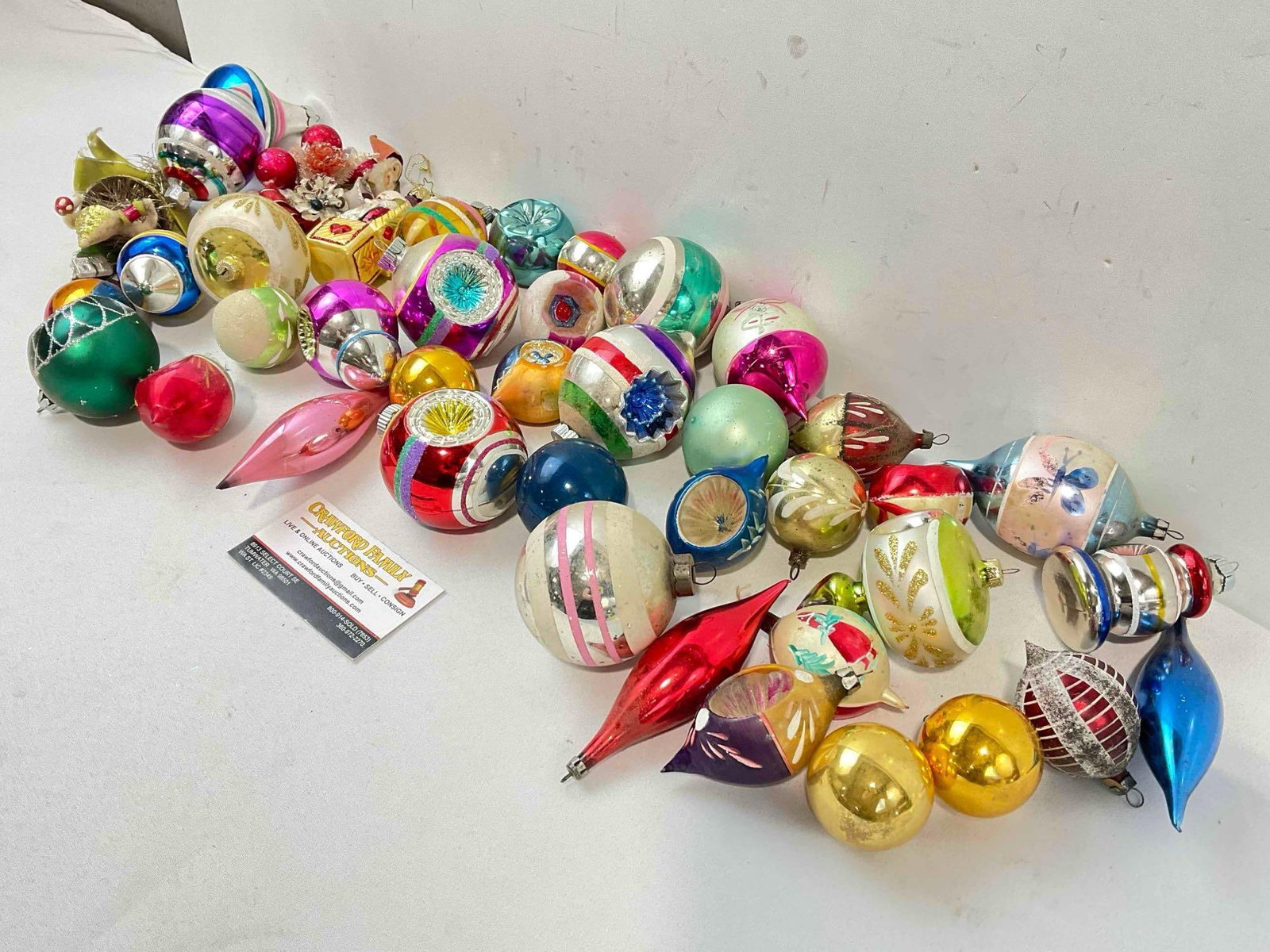 38 pcs Vintage Colorful Glass & Composite Christmas Tree Ornaments. Fair Condition. See pics. - 3