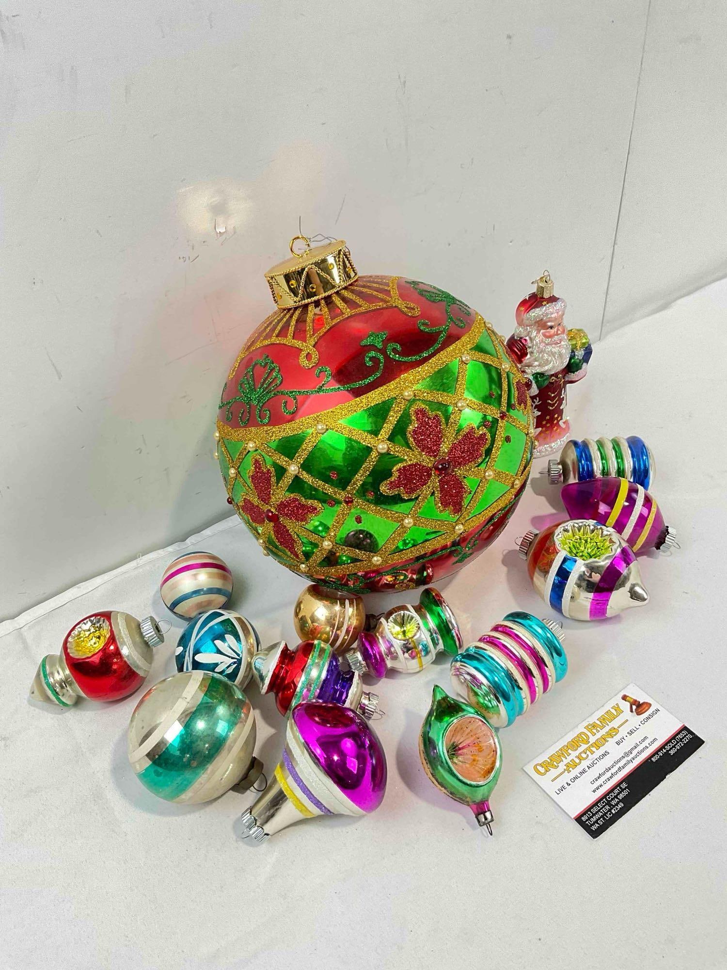 15 pcs Colorful Glass Christmas Tree Ornament Collection, incl. 13x Vintage Baubles. See pics. - 2