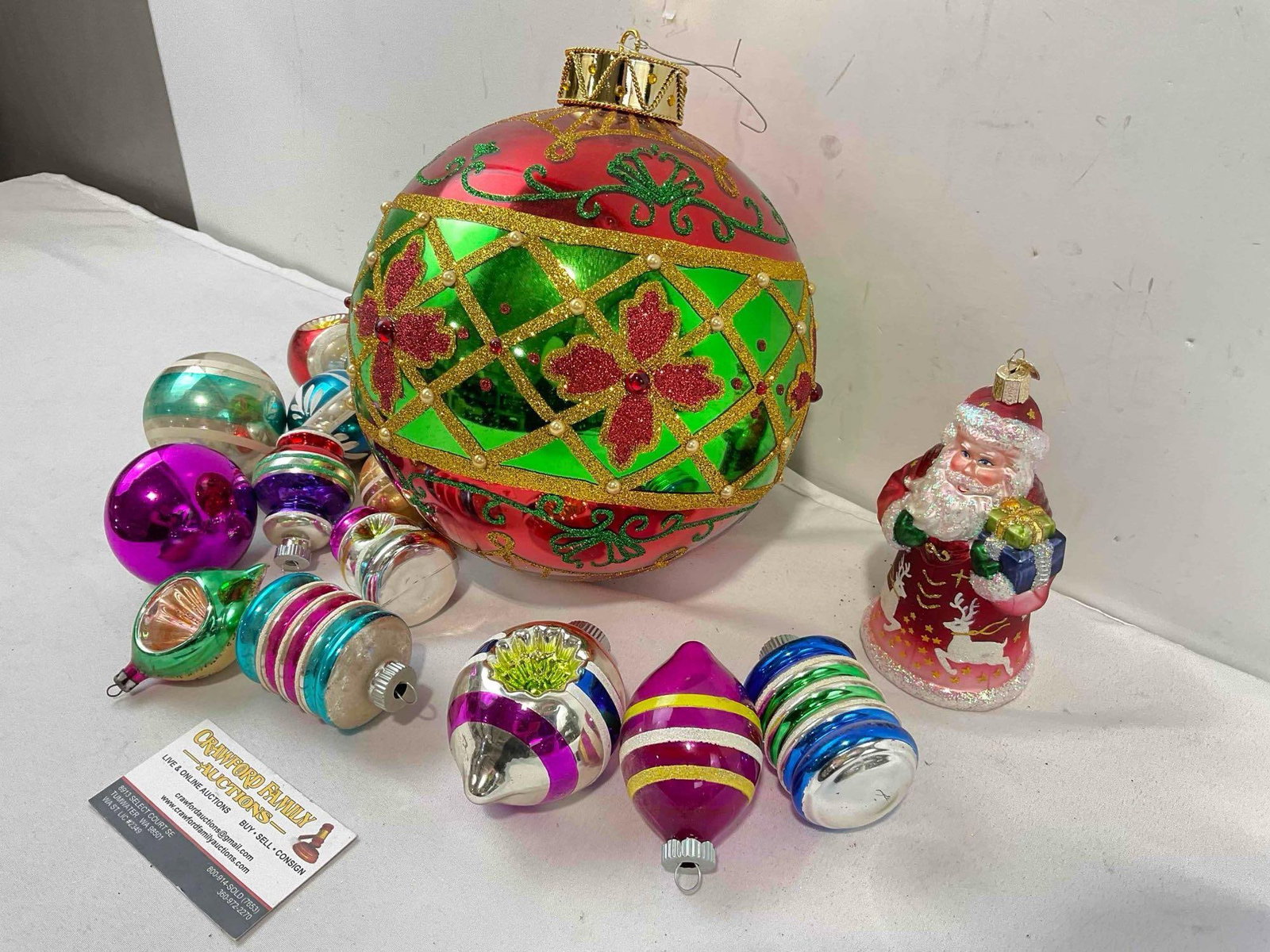 15 pcs Colorful Glass Christmas Tree Ornament Collection, incl. 13x Vintage Baubles. See pics. - 3