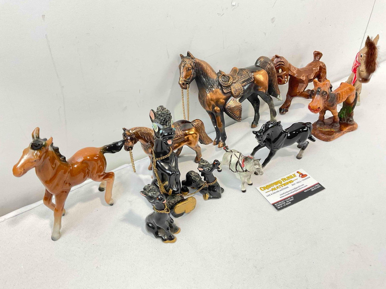 9 pcs Vintage Horse Figurine Collection, incl. Ceramic Bay Foal, Royal Black Trio & More! See pics. - 3