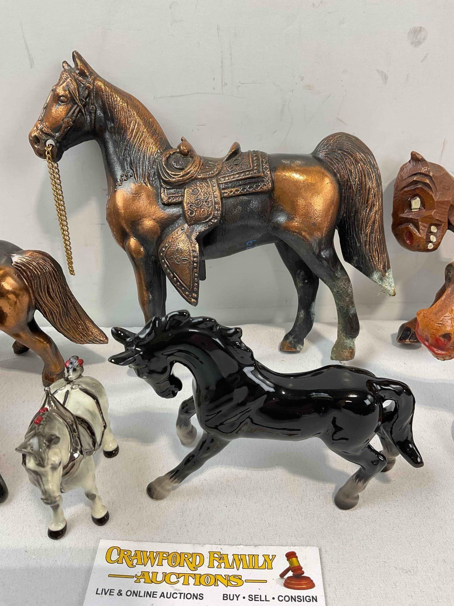 9 pcs Vintage Horse Figurine Collection, incl. Ceramic Bay Foal, Royal Black Trio & More! See pics. - 5