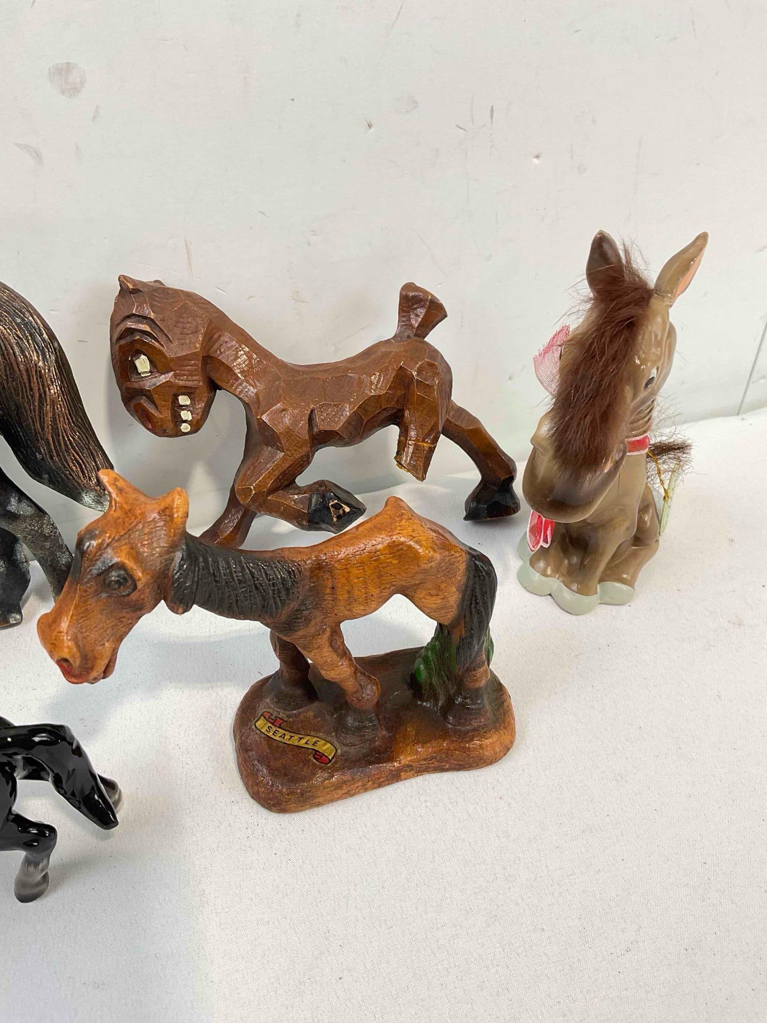 9 pcs Vintage Horse Figurine Collection, incl. Ceramic Bay Foal, Royal Black Trio & More! See pics. - 6