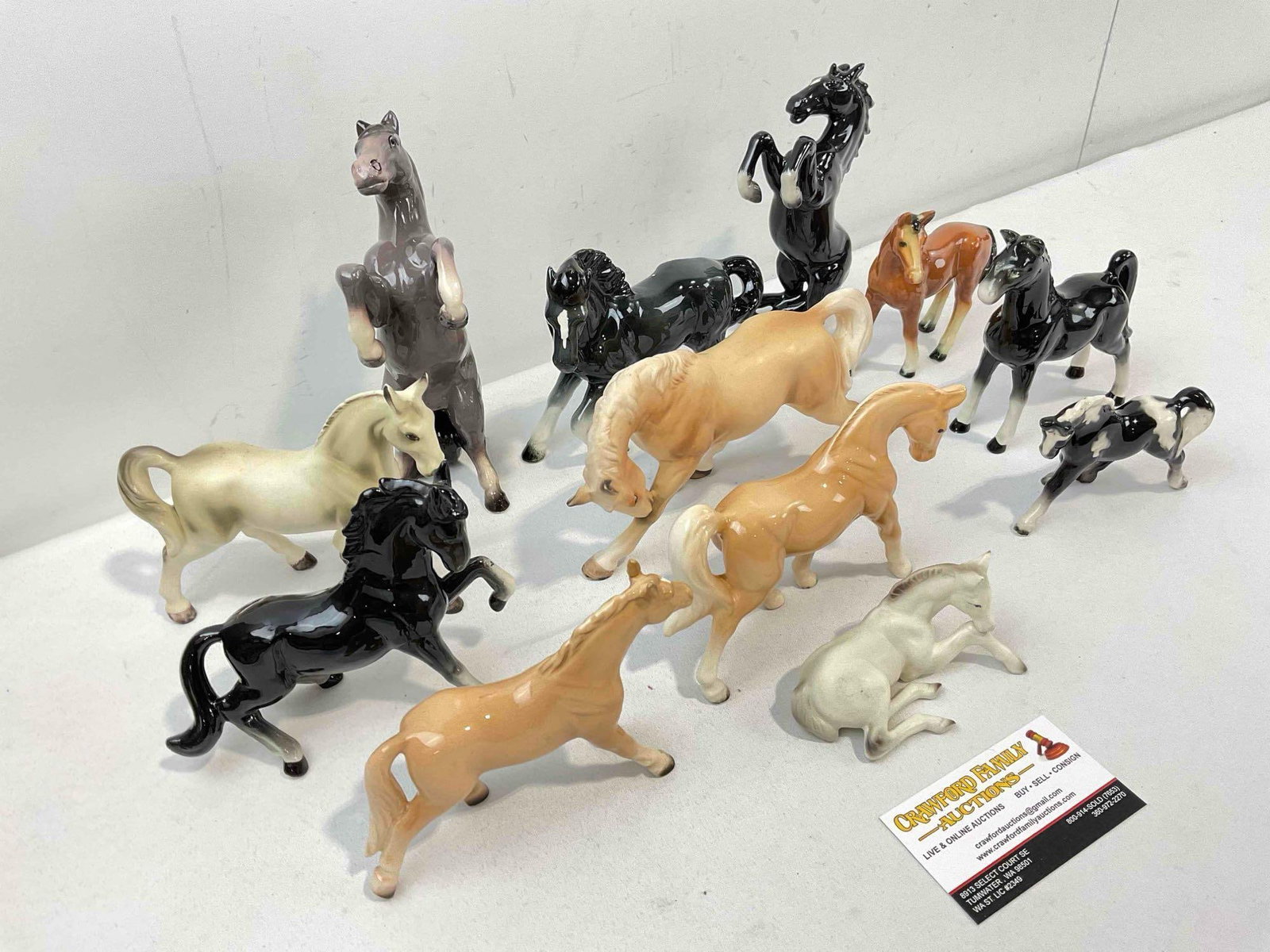 12 pcs Vintage Ceramic Horse Figurines, incl. Palominos, Grays, Blacks & More! Good Condition. - 3