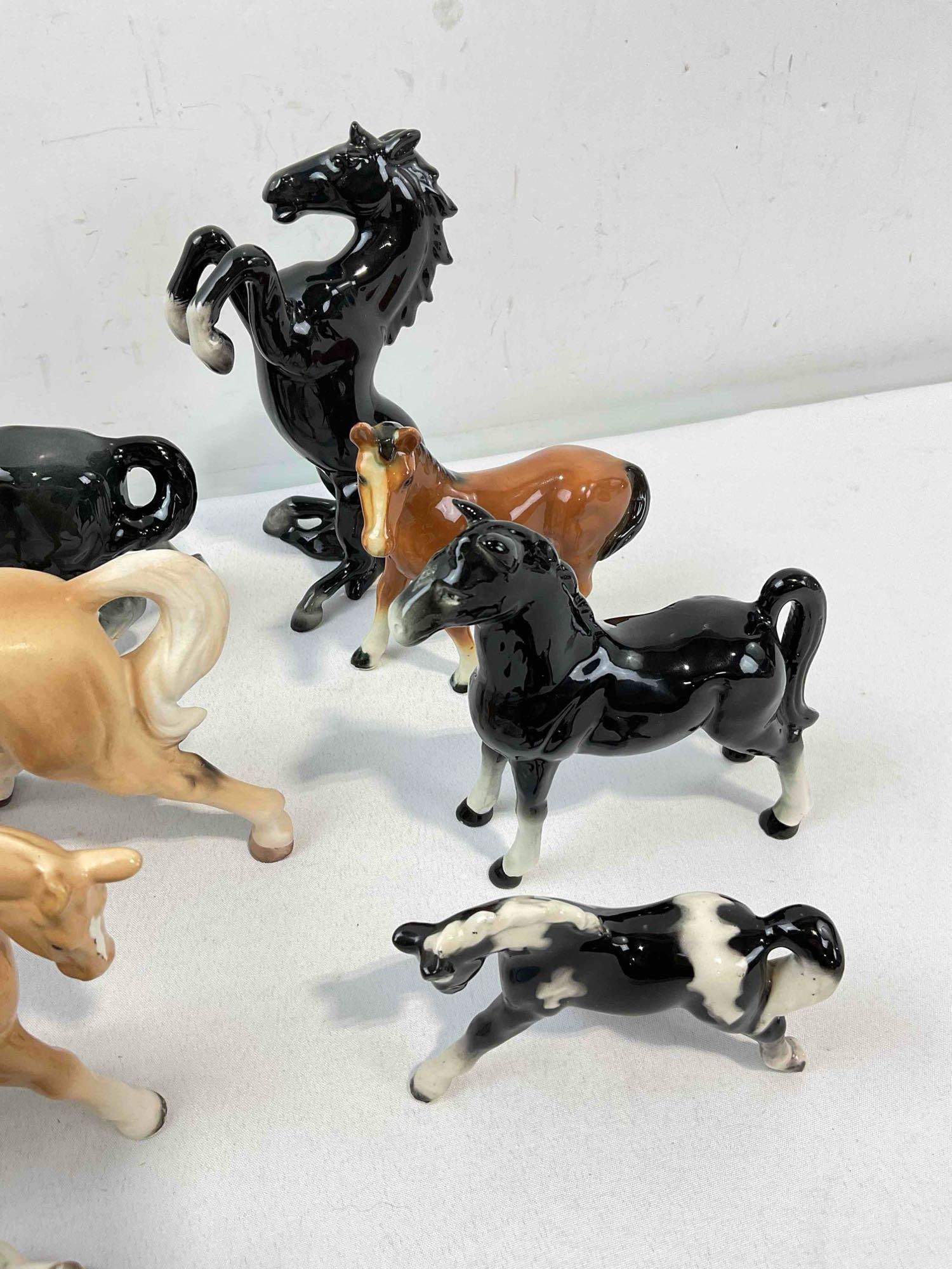 12 pcs Vintage Ceramic Horse Figurines, incl. Palominos, Grays, Blacks & More! Good Condition. - 6