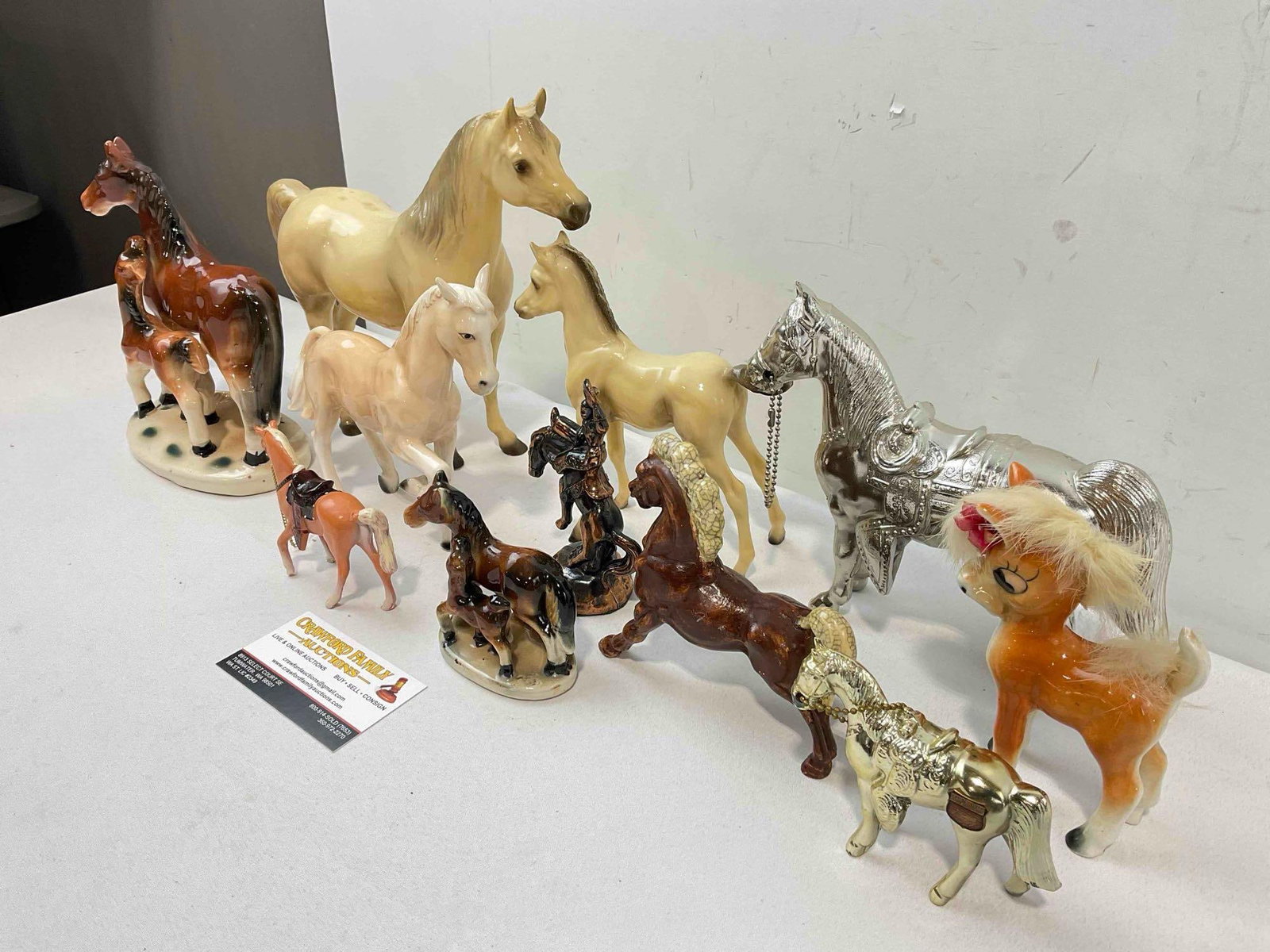 11 pcs Vintage Horse Figurines, incl. Ceramic, Metal & Resin. Fair Condition. See pics. - 2