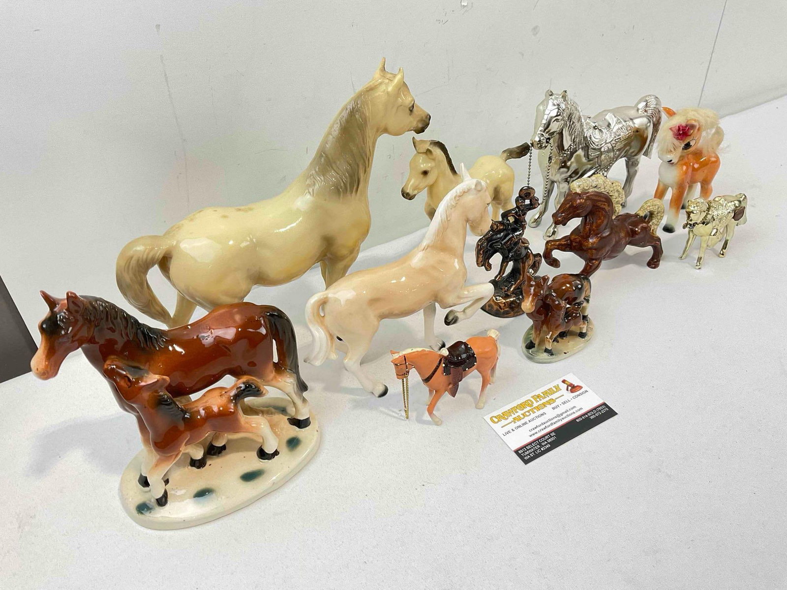 11 pcs Vintage Horse Figurines, incl. Ceramic, Metal & Resin. Fair Condition. See pics. - 3