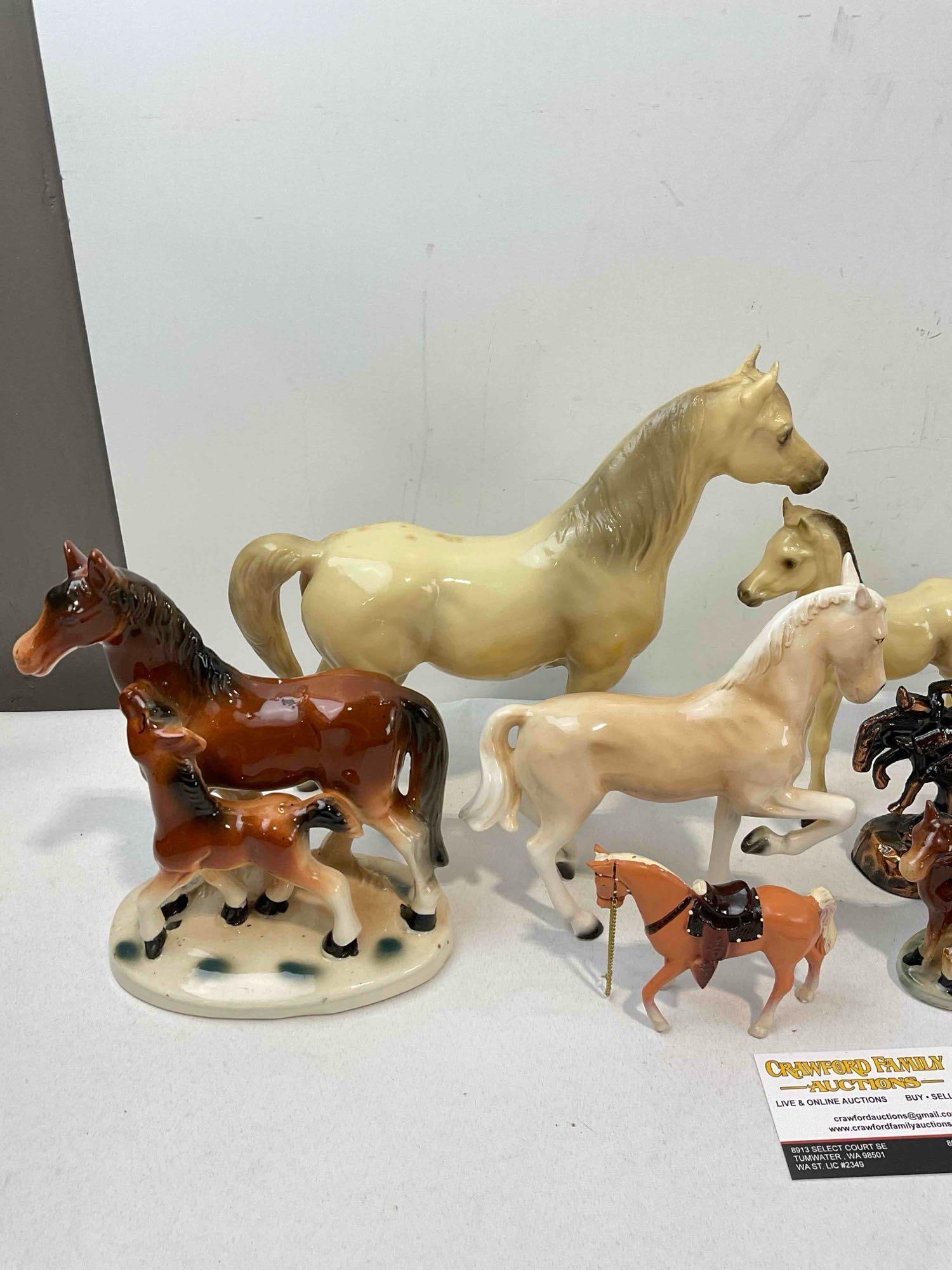 11 pcs Vintage Horse Figurines, incl. Ceramic, Metal & Resin. Fair Condition. See pics. - 4