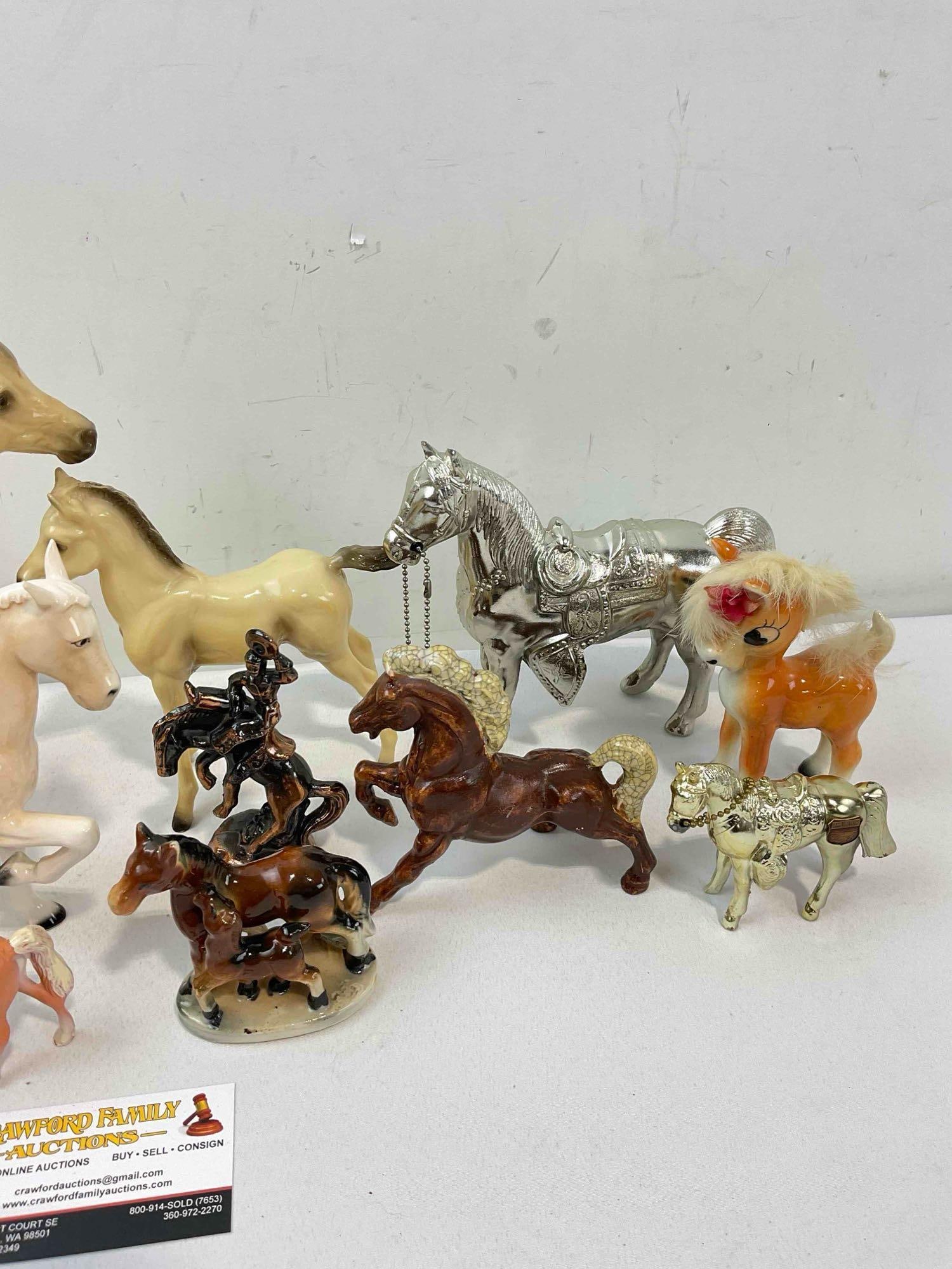 11 pcs Vintage Horse Figurines, incl. Ceramic, Metal & Resin. Fair Condition. See pics. - 5