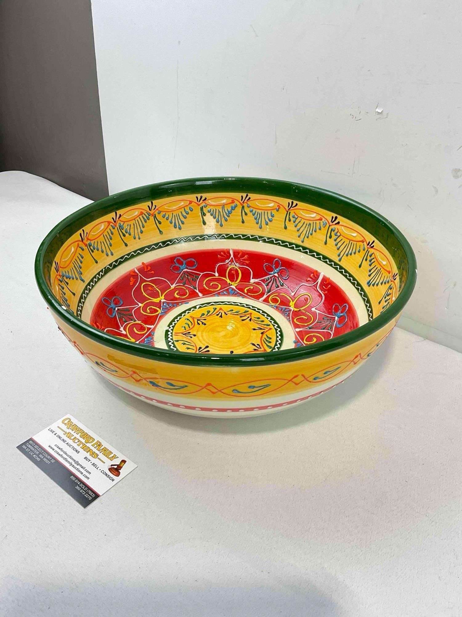 Vintage Colorful Spanish Hand Made "El Poyeton" Decorative Ceramic Bowl. Fair Condition. - 2