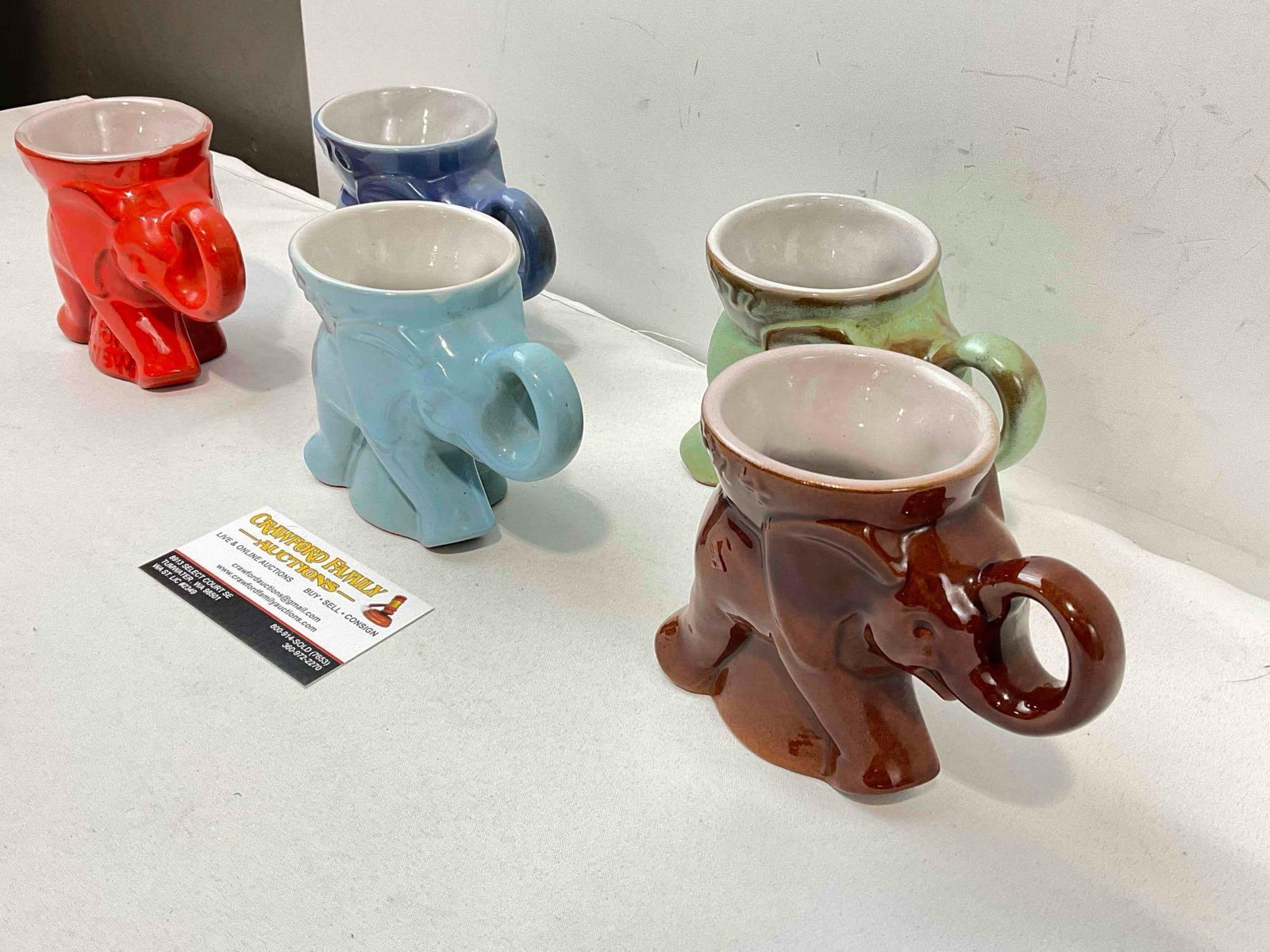 5 pcs Vintage Frankoma Ceramic GOP Elephant Figural Mugs, incl. 1969 Nixon & Agnew. See pics. - 3