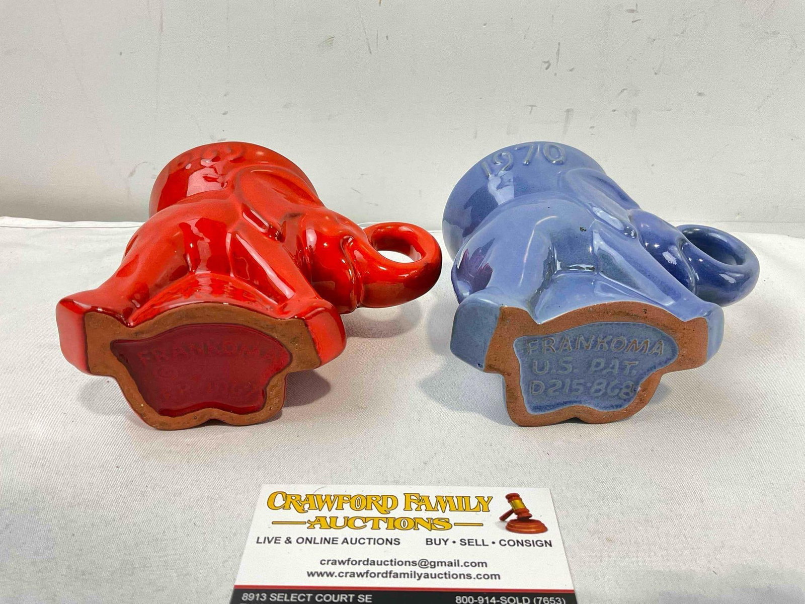 5 pcs Vintage Frankoma Ceramic GOP Elephant Figural Mugs, incl. 1969 Nixon & Agnew. See pics. - 5