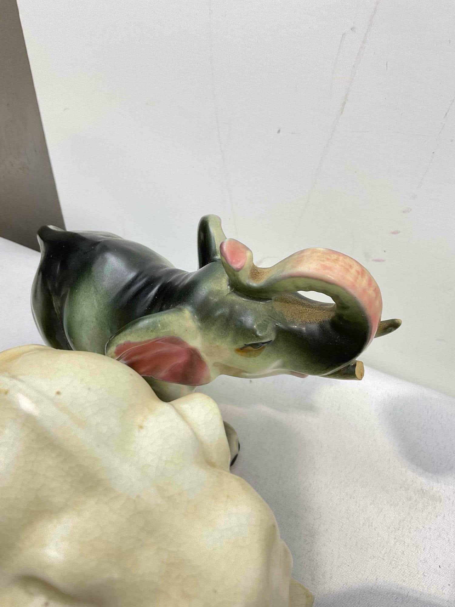 10 pcs Vintage Elephant Figurine Collection, incl. 9x Ceramic & 1x Composite. Fair Condition. - 5