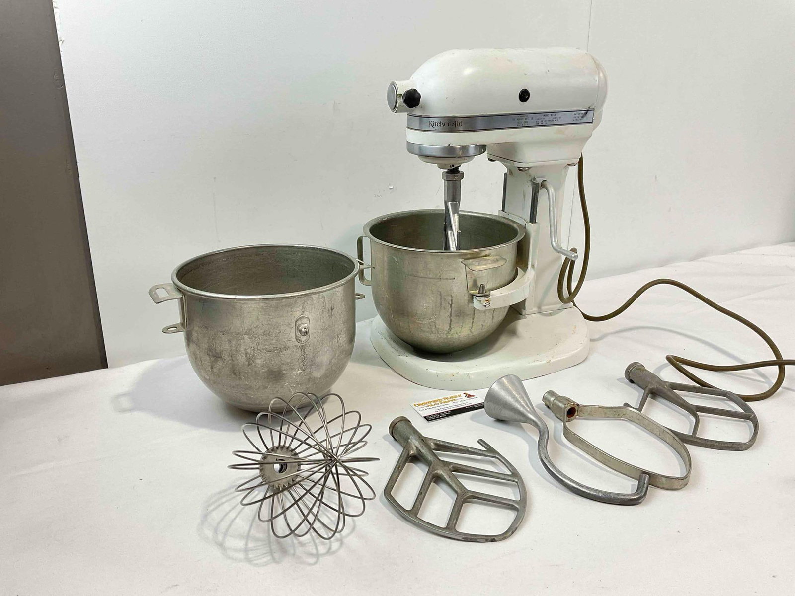 Vintage KitchenAid White 10 Speed Stand Mixer Model K5-A w/ Attachments. Tested, Works. - 2