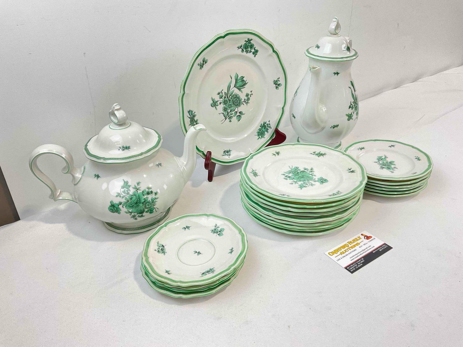 22 pcs Vintage Rosenthal Chippendale Green & White China Dish Assortment. Fair Condition. - 2